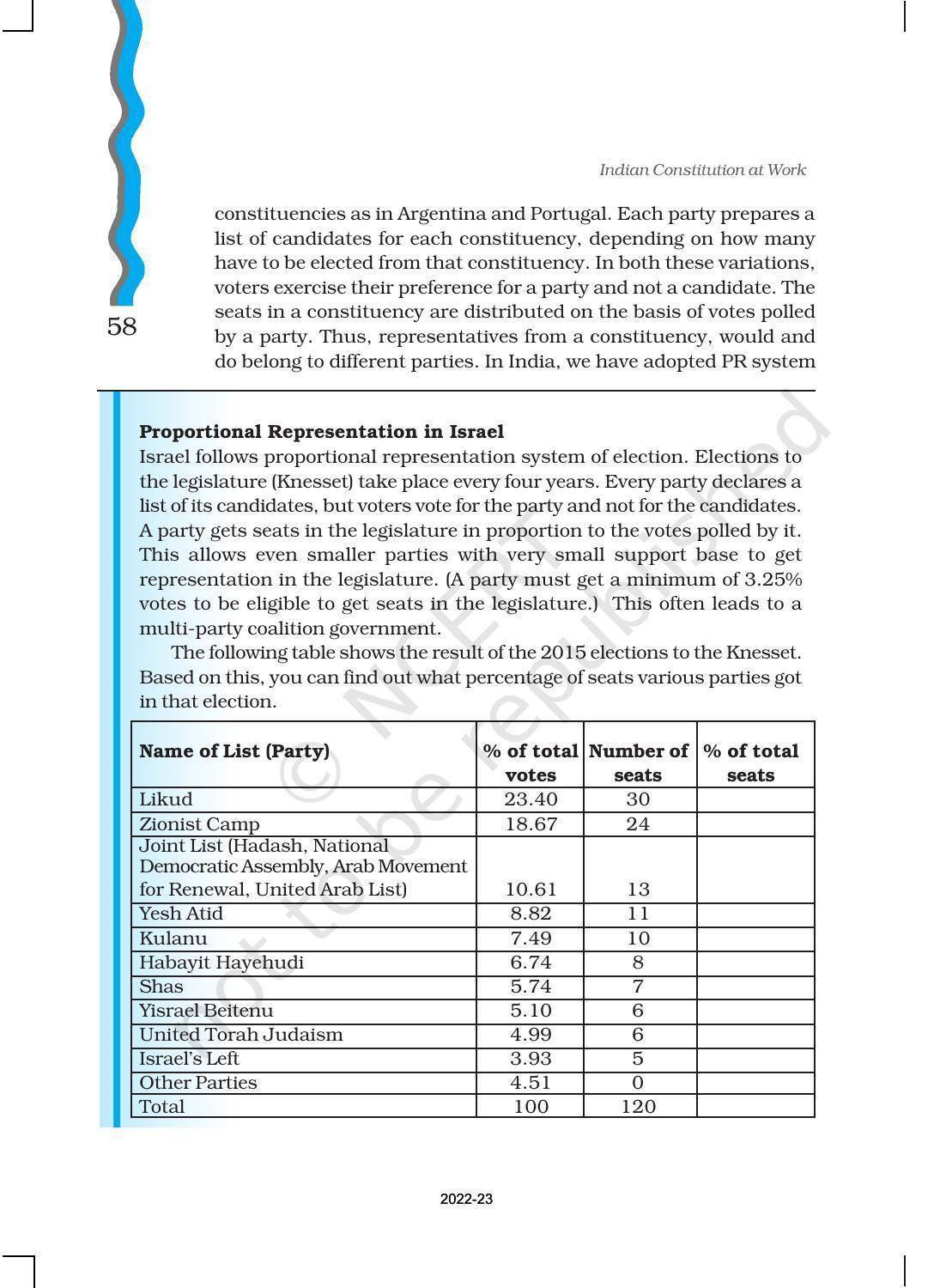 NCERT Book for Class 11 Political Science (Indian Constitution at Work) Chapter 3 Election and Representation - Page 8