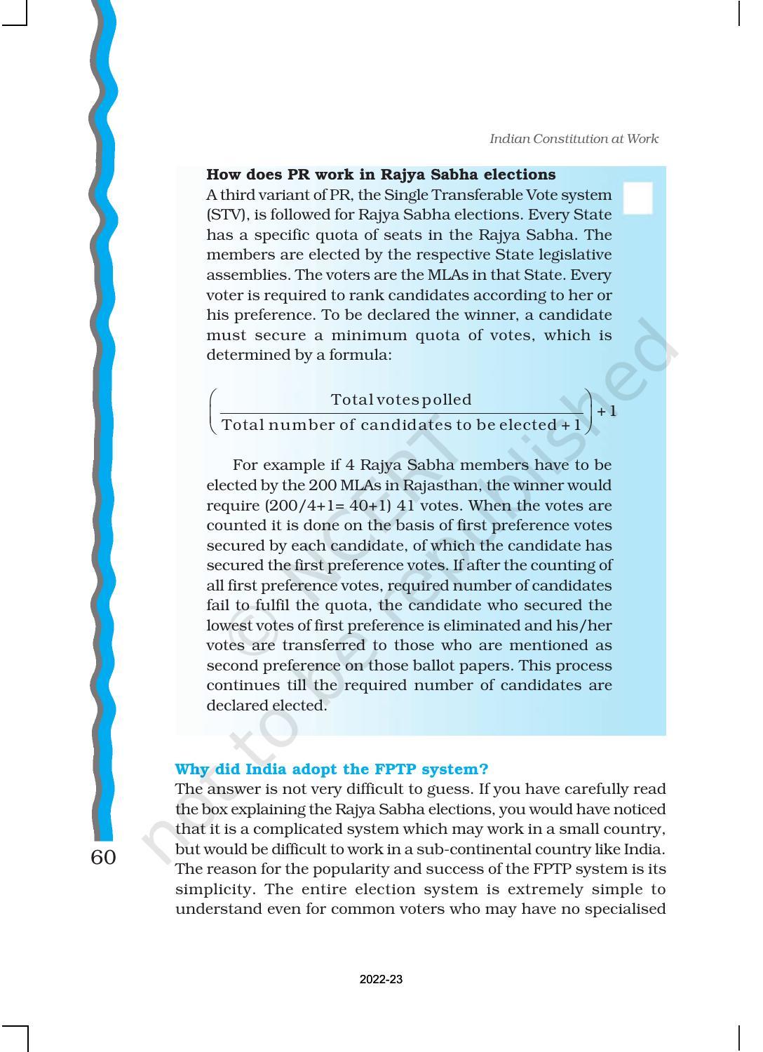 NCERT Book for Class 11 Political Science (Indian Constitution at Work) Chapter 3 Election and Representation - Page 10