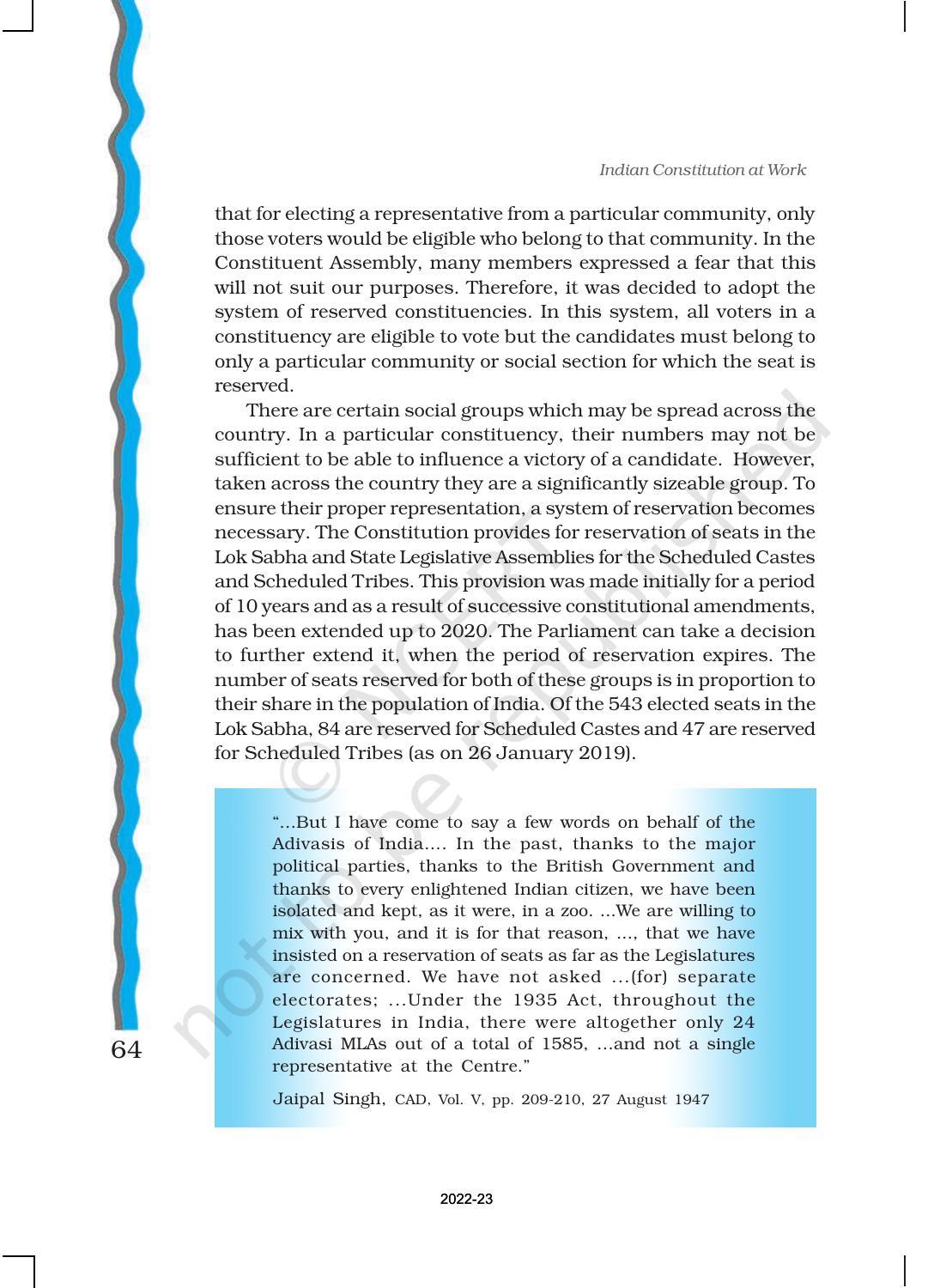 NCERT Book for Class 11 Political Science (Indian Constitution at Work) Chapter 3 Election and Representation - Page 14