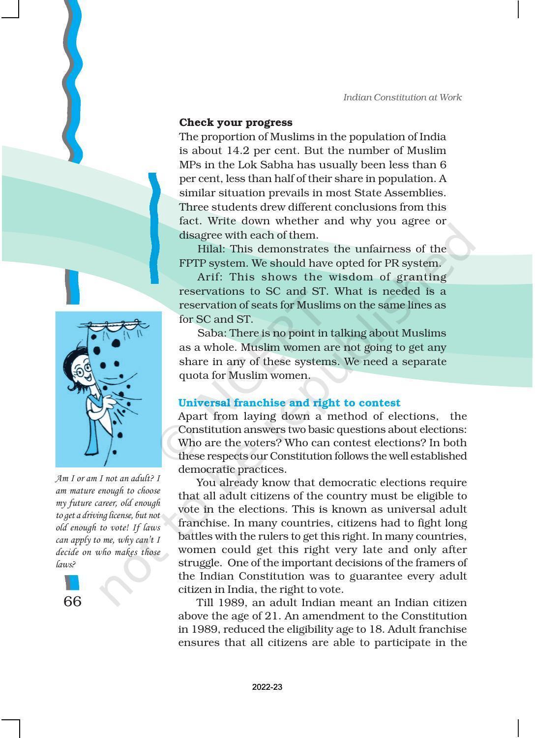 NCERT Book for Class 11 Political Science (Indian Constitution at Work) Chapter 3 Election and Representation - Page 16