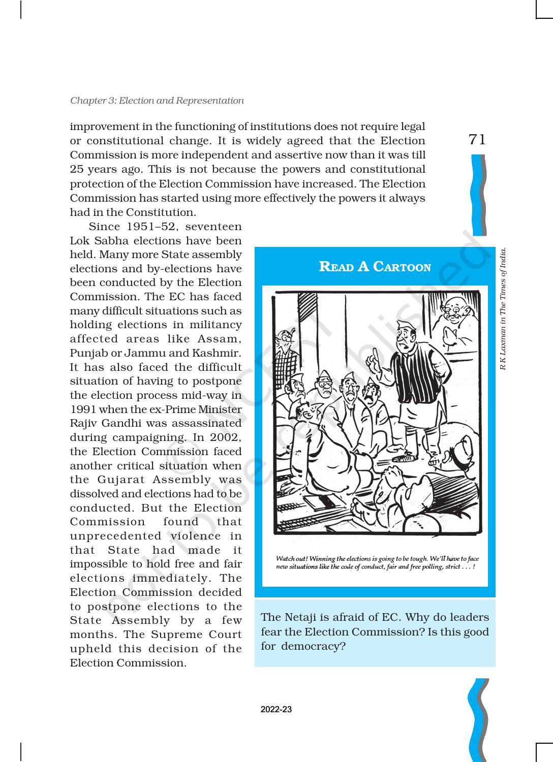 NCERT Book for Class 11 Political Science (Indian Constitution at Work) Chapter 3 Election and Representation - Page 21