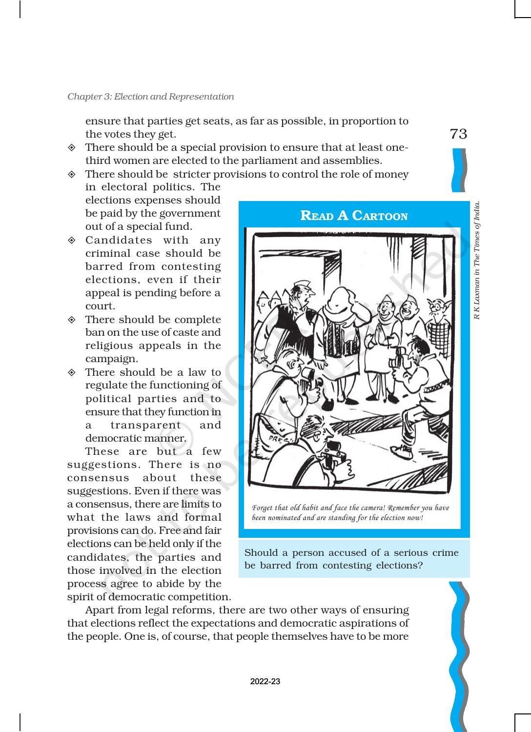 NCERT Book for Class 11 Political Science (Indian Constitution at Work) Chapter 3 Election and Representation - Page 23