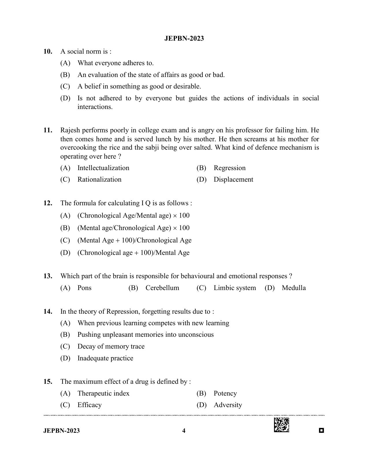 WBJEE JEPBN 2023 Question Paper - Page 4
