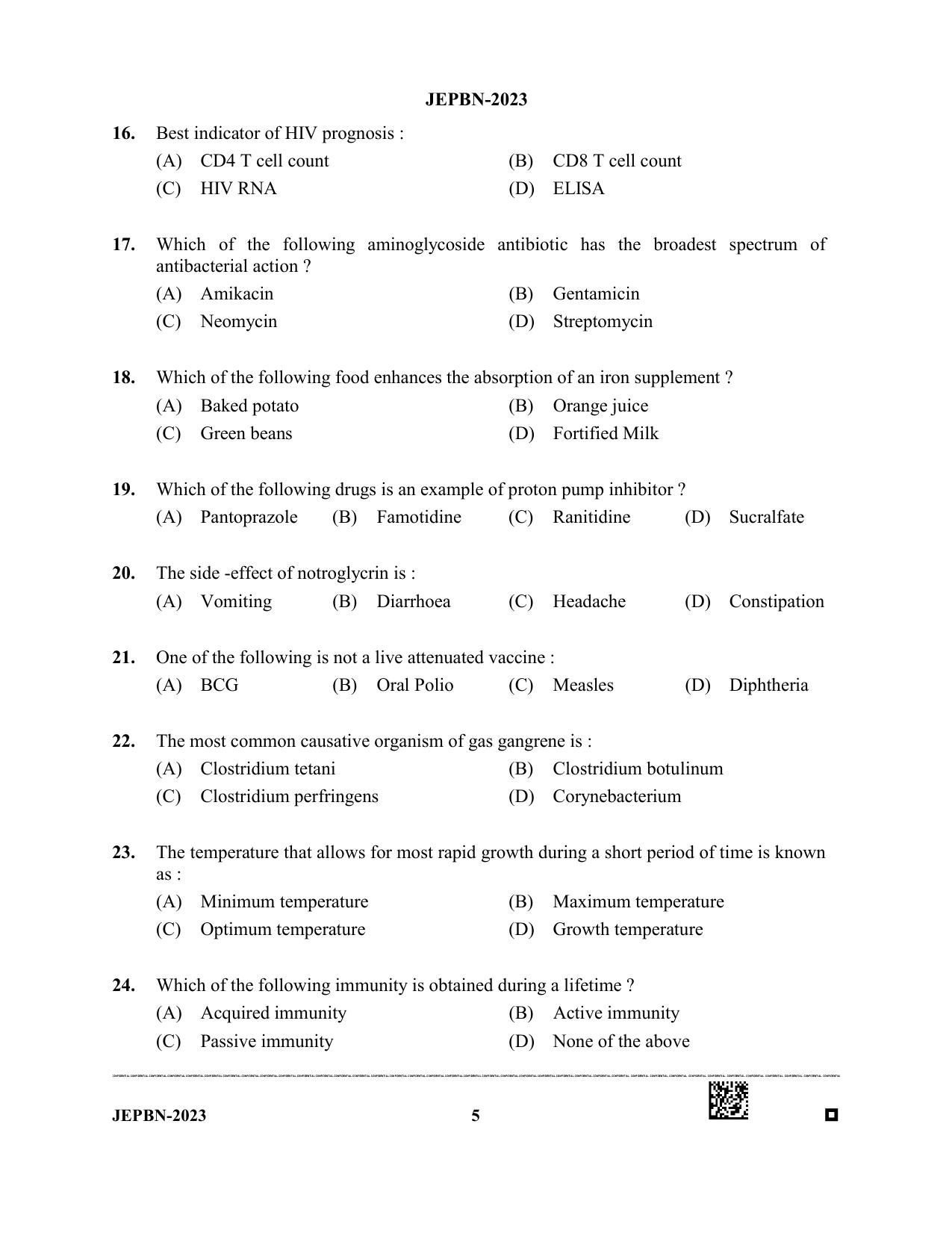 WBJEE JEPBN 2023 Question Paper - Page 5