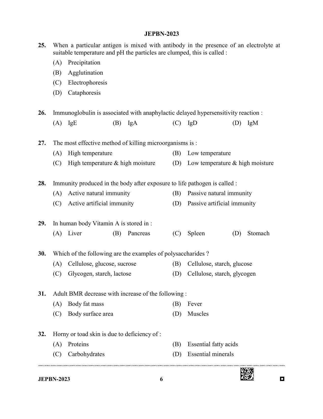 WBJEE JEPBN 2023 Question Paper - Page 6