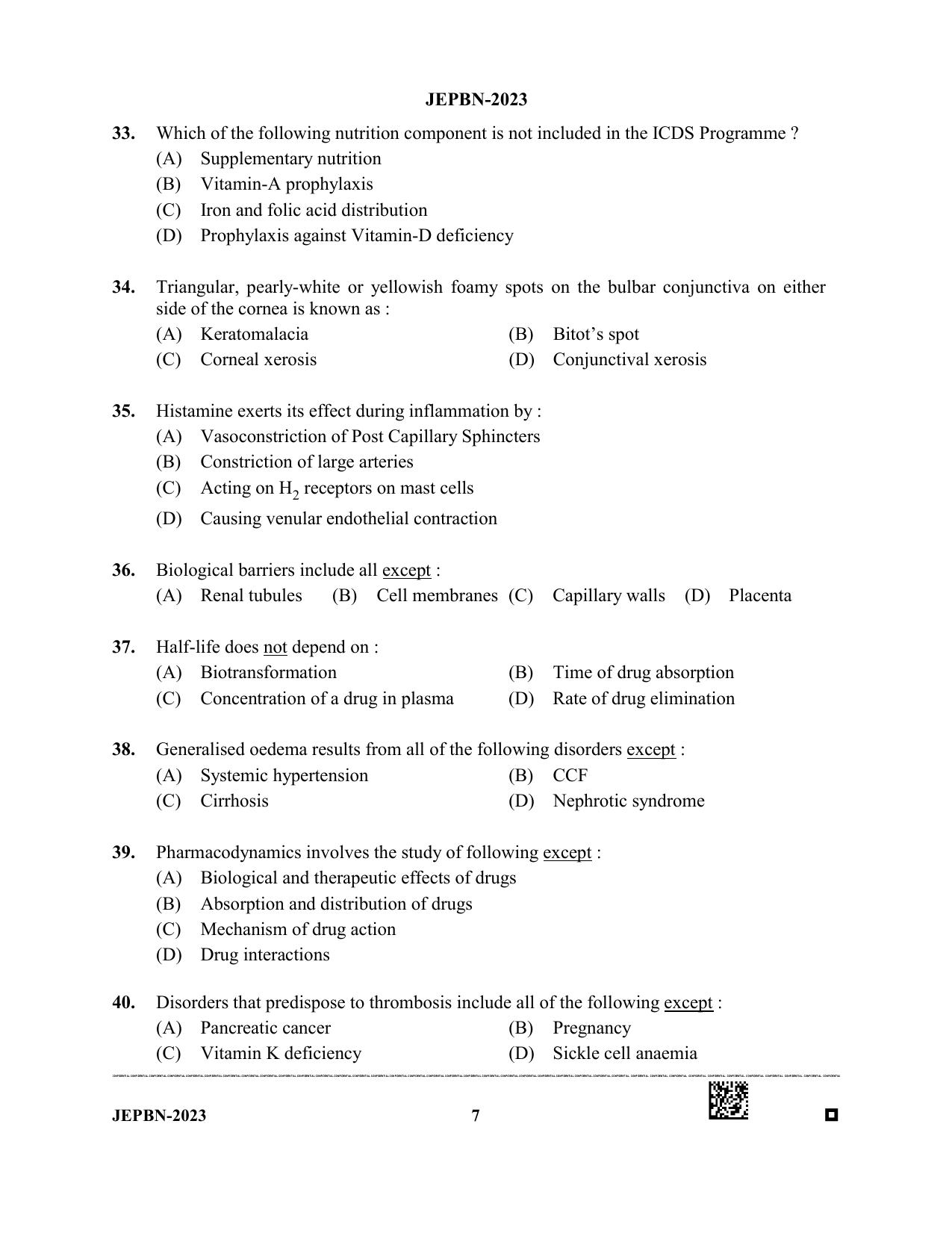 WBJEE JEPBN 2023 Question Paper - Page 7