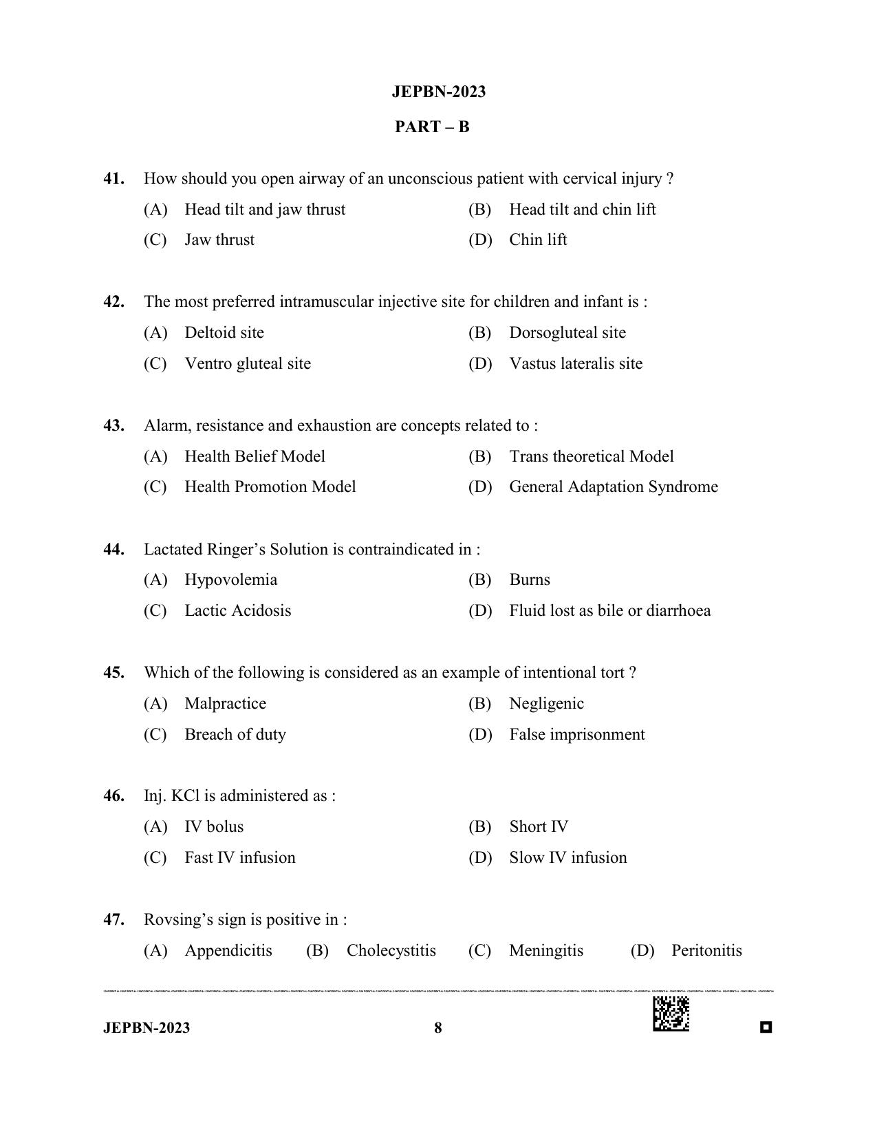 WBJEE JEPBN 2023 Question Paper - Page 8