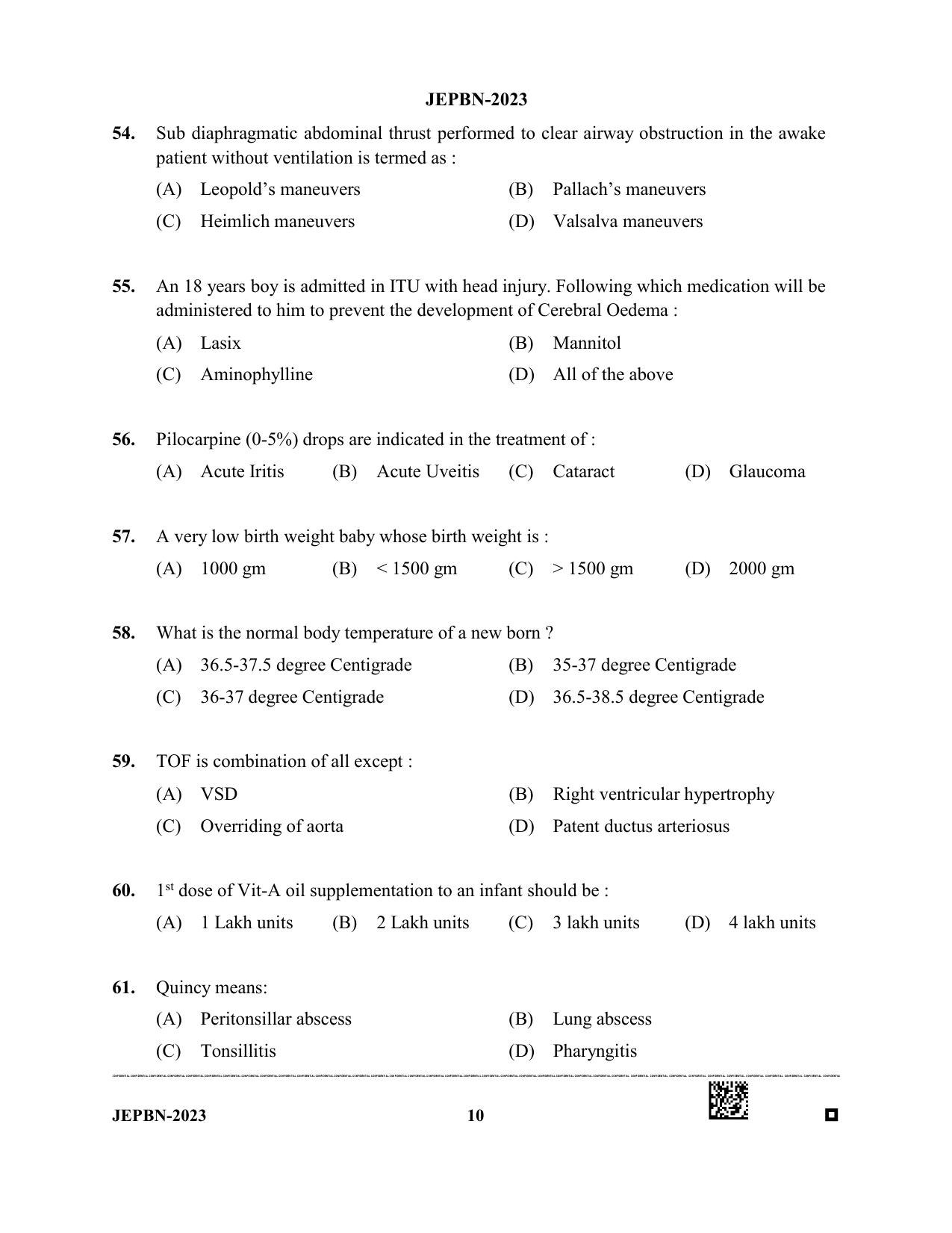 WBJEE JEPBN 2023 Question Paper - Page 10