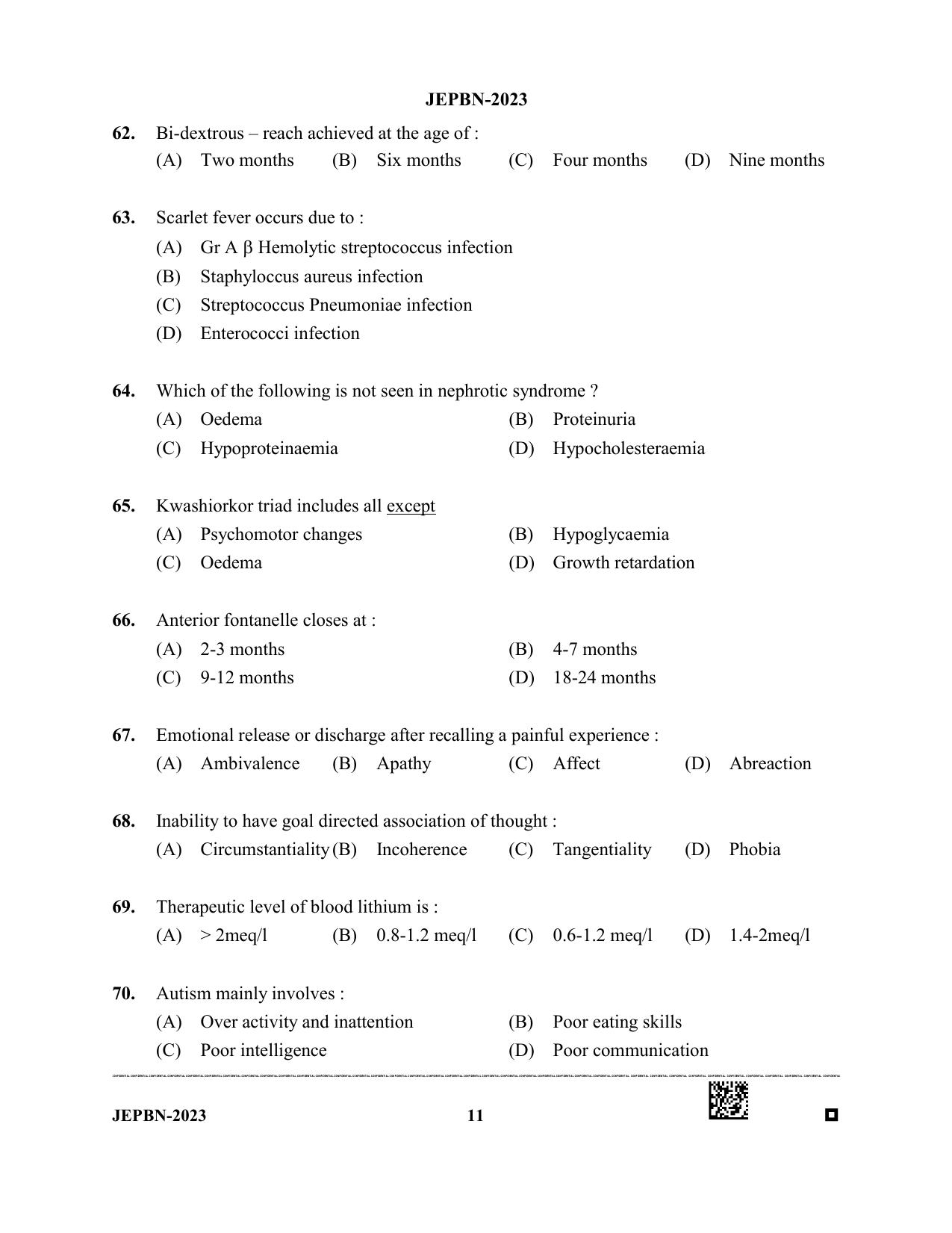 WBJEE JEPBN 2023 Question Paper - Page 11