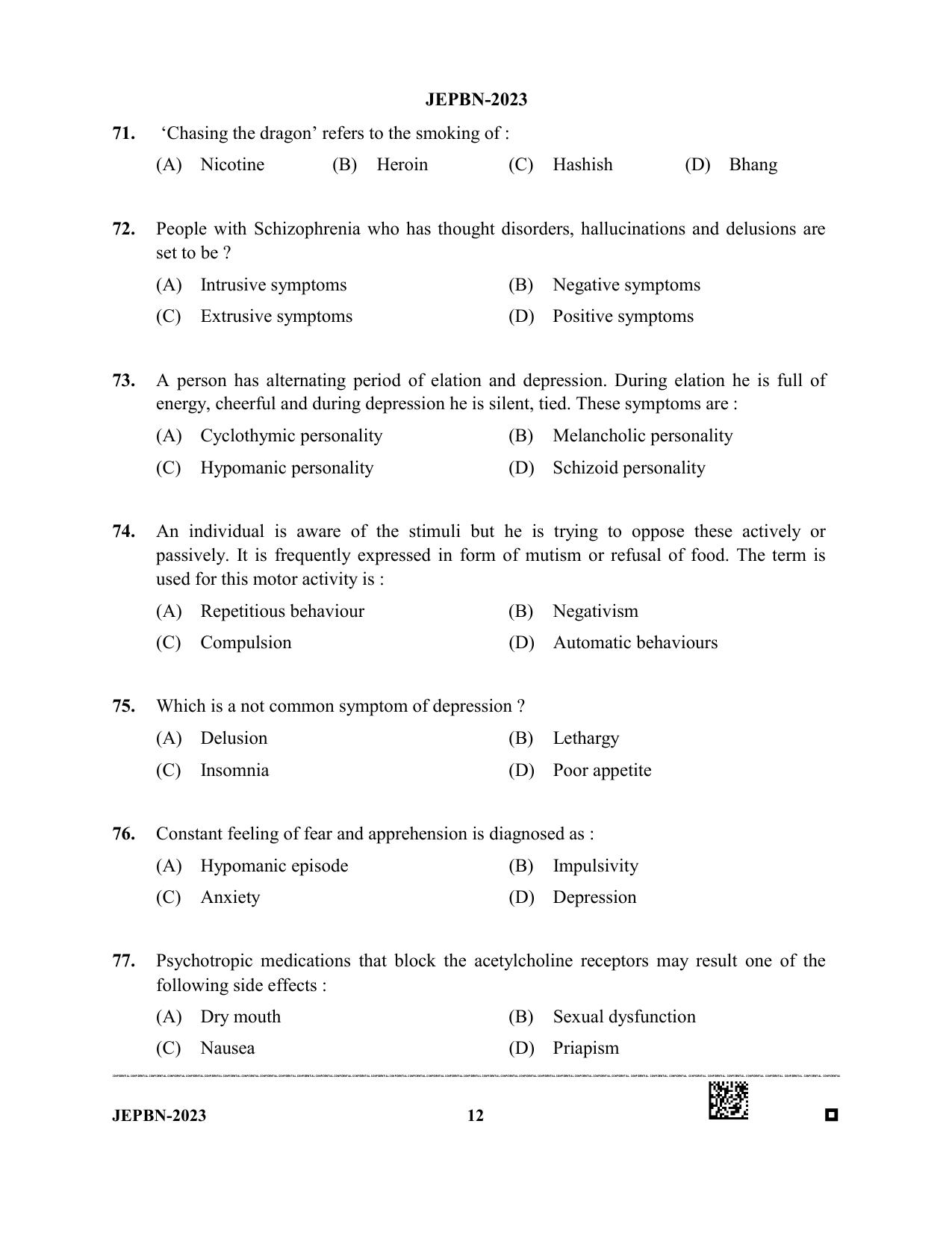WBJEE JEPBN 2023 Question Paper - Page 12