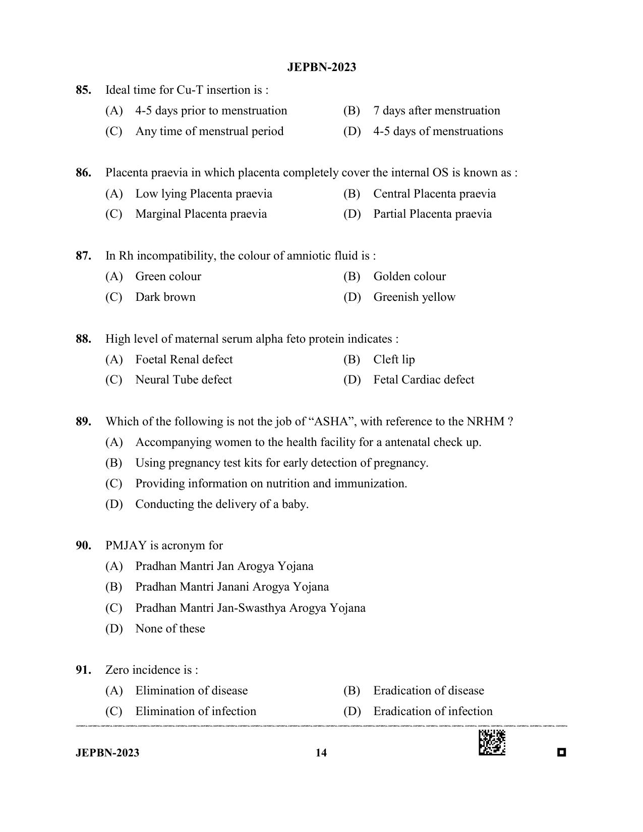 WBJEE JEPBN 2023 Question Paper - Page 14