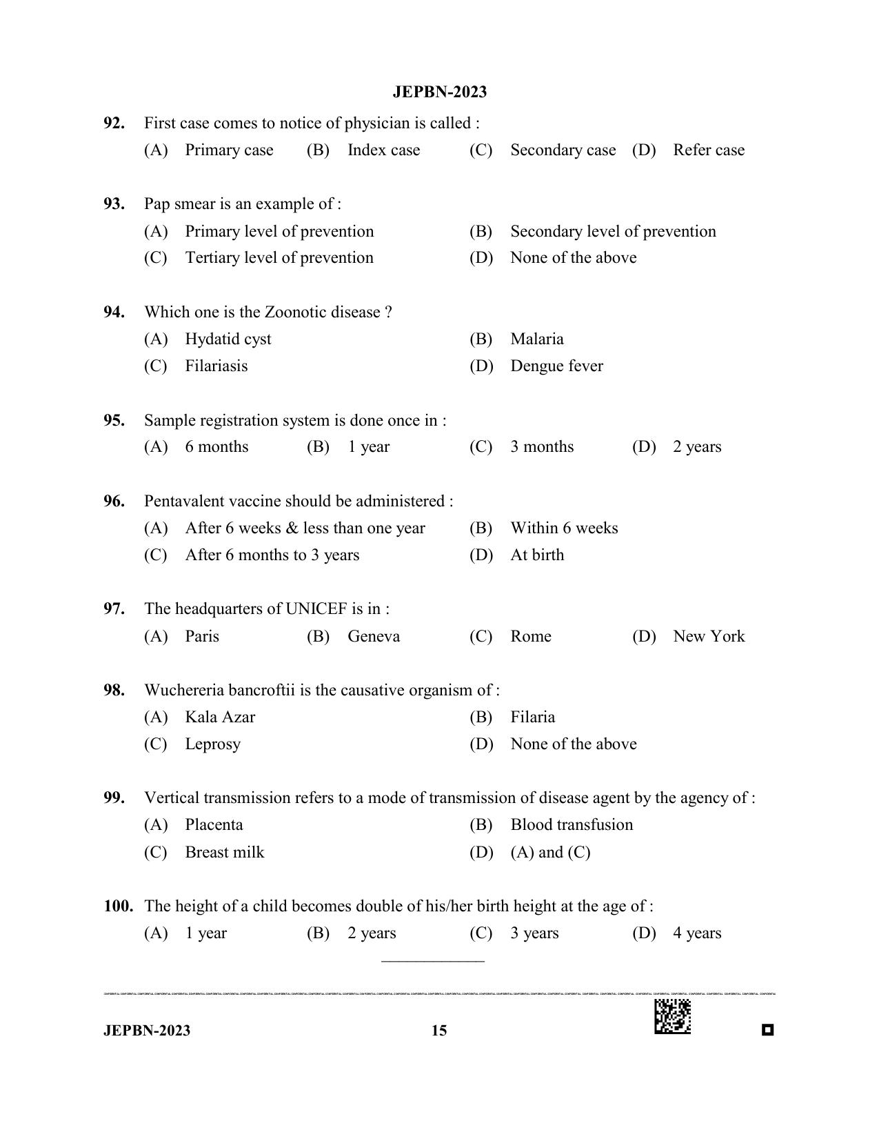 WBJEE JEPBN 2023 Question Paper - Page 15