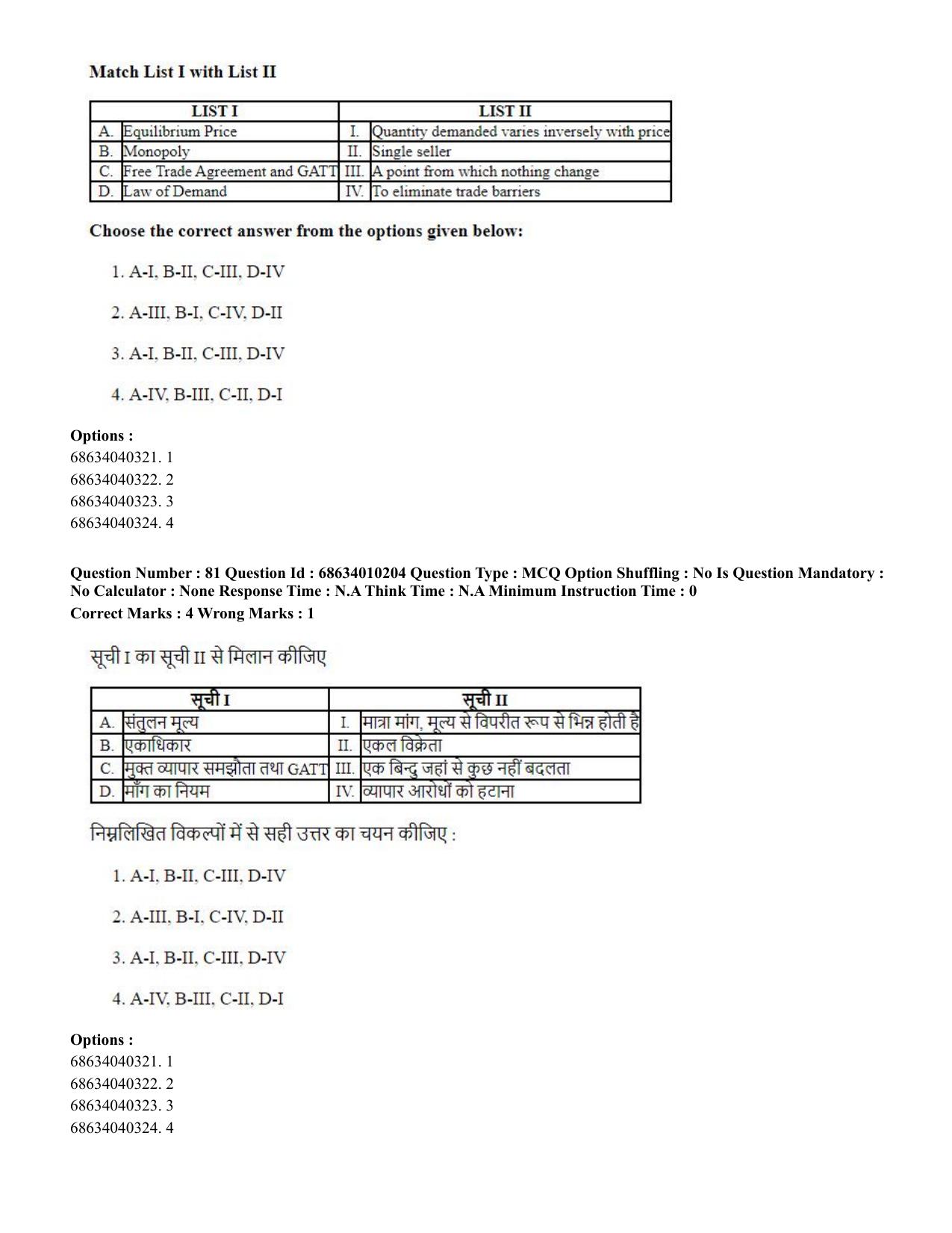 CUET PG 2023: COQP01 – Agri-Business Management (Hindi)-Shift 1 (09-06-2023) Question Paper - Page 79