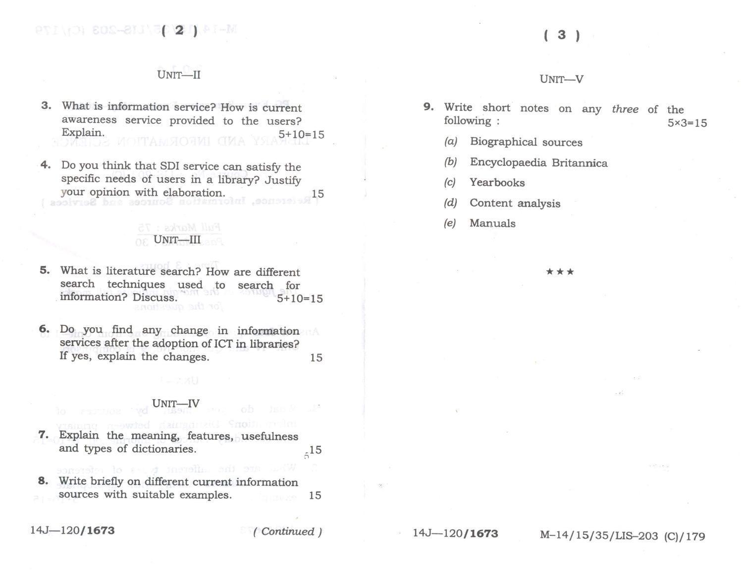 Assam University MLiSc May-2015 Question Paper - Page 4