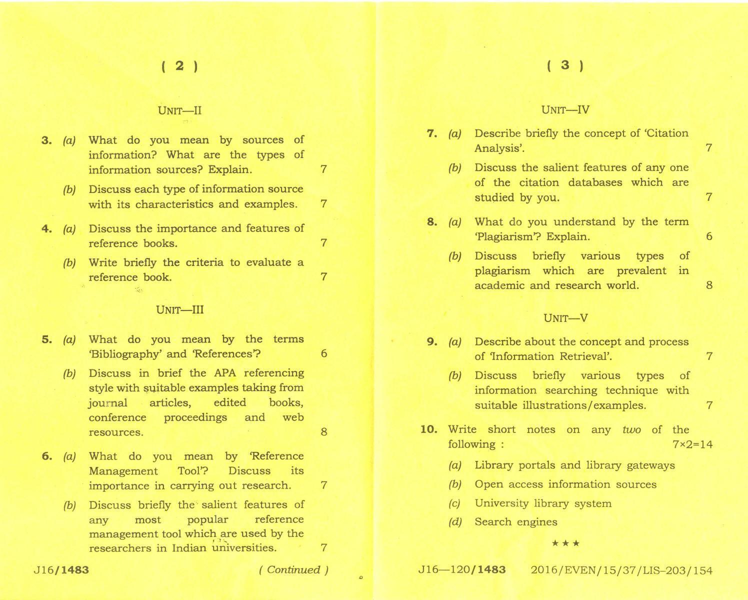 Assam University MLiSc May-2015 Question Paper - Page 14