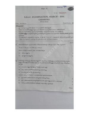 Kerala SSLC 2016 Chemistry Question Paper