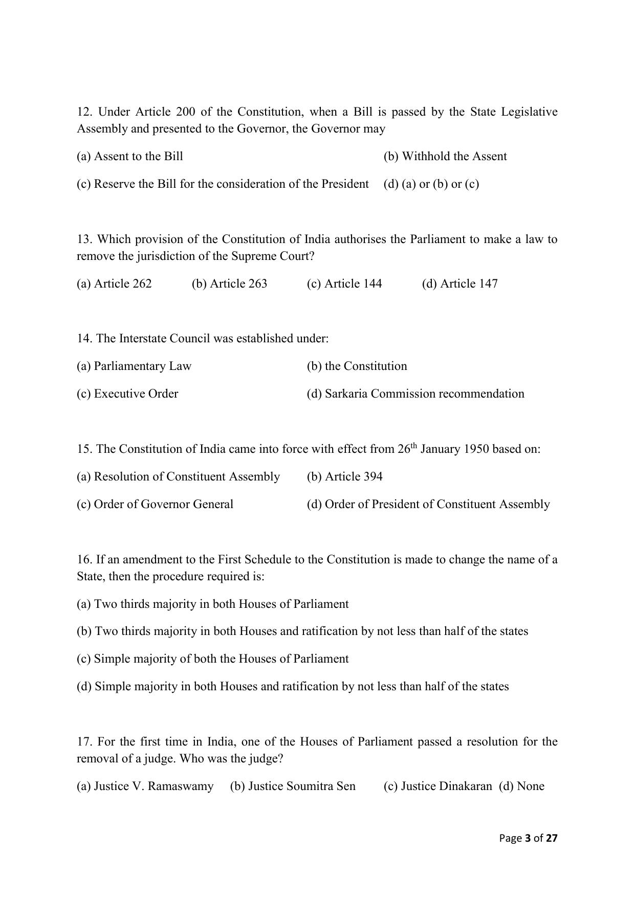 AILET 2020 Question Paper for LLM - Page 3