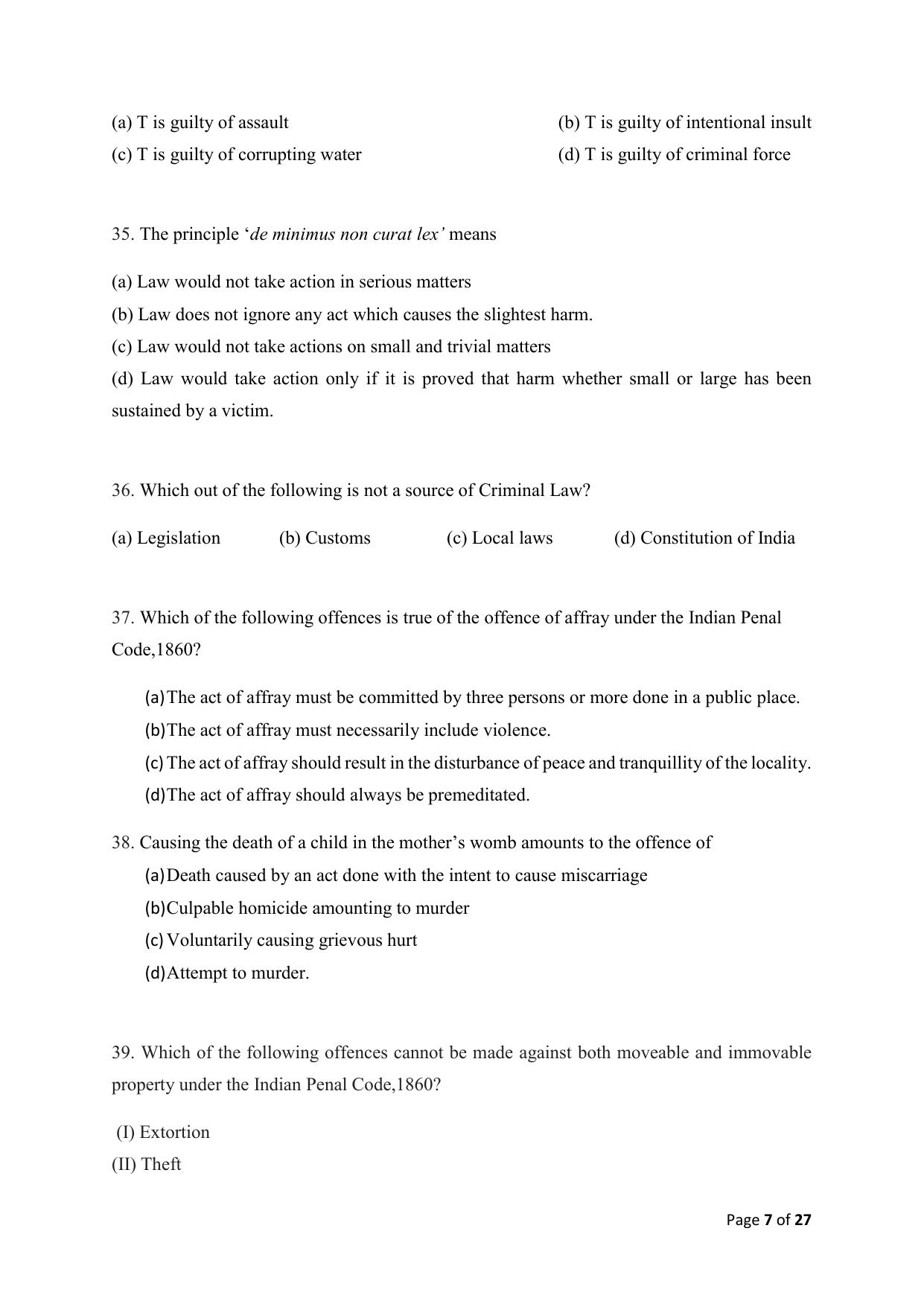 AILET 2020 Question Paper for LLM - Page 7