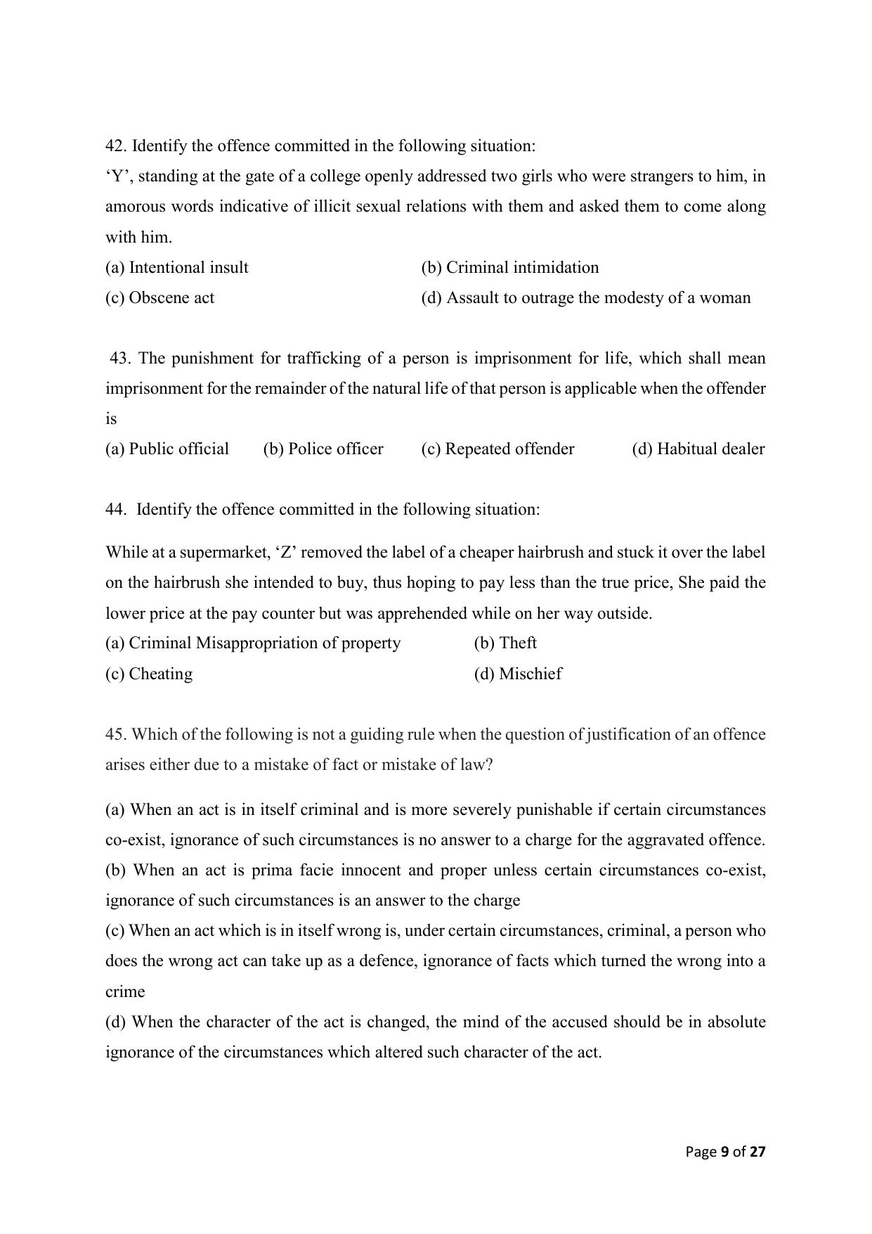 AILET 2020 Question Paper for LLM - Page 9