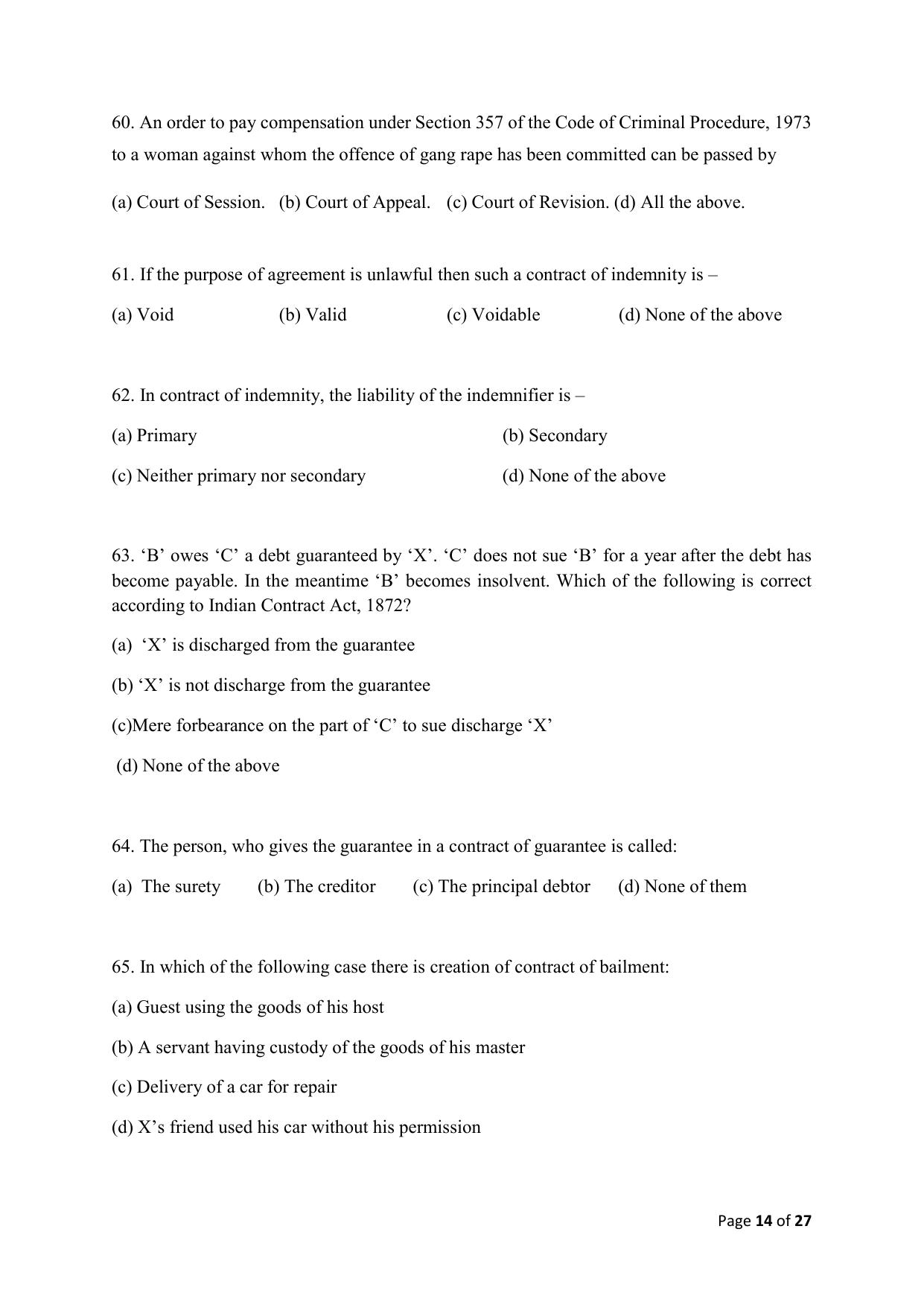 AILET 2020 Question Paper for LLM - Page 14