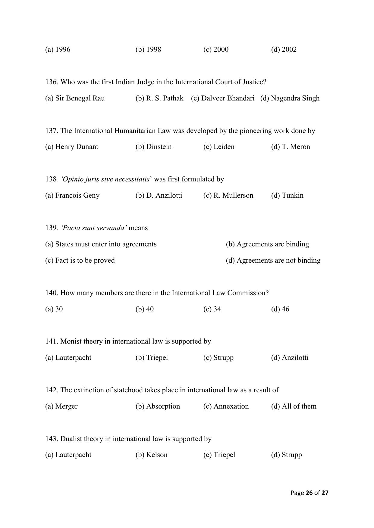 AILET 2020 Question Paper for LLM - Page 26