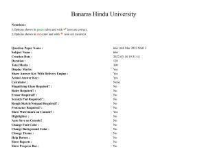 BHU RET Health Statistics 2021 Question Pape