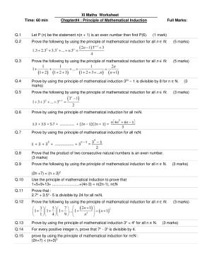 CBSE Worksheets for Class 11 Mathematics Principle of Mathematical Induction Assignment 1