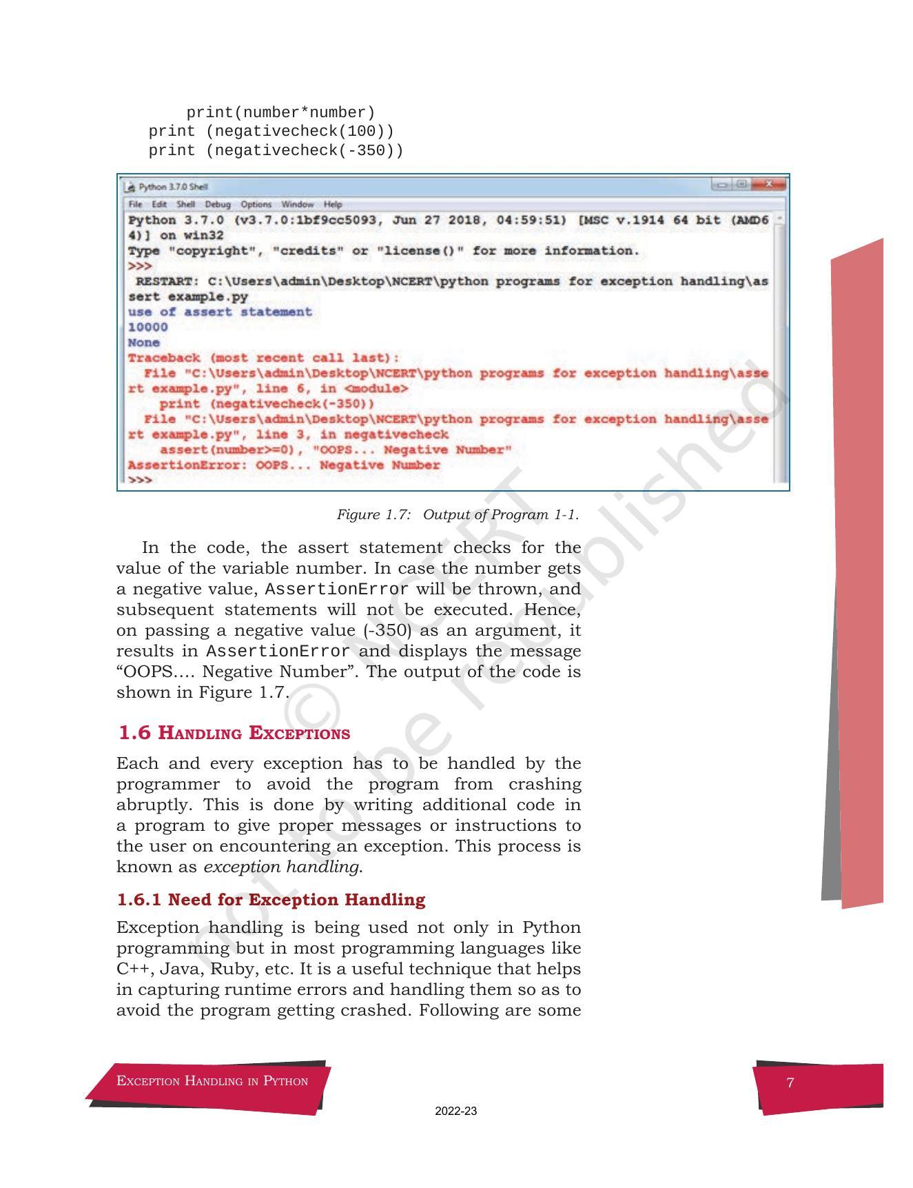 NCERT Book for Class 12 Computer Science Chapter 1 Exception Handling in Python - Page 7