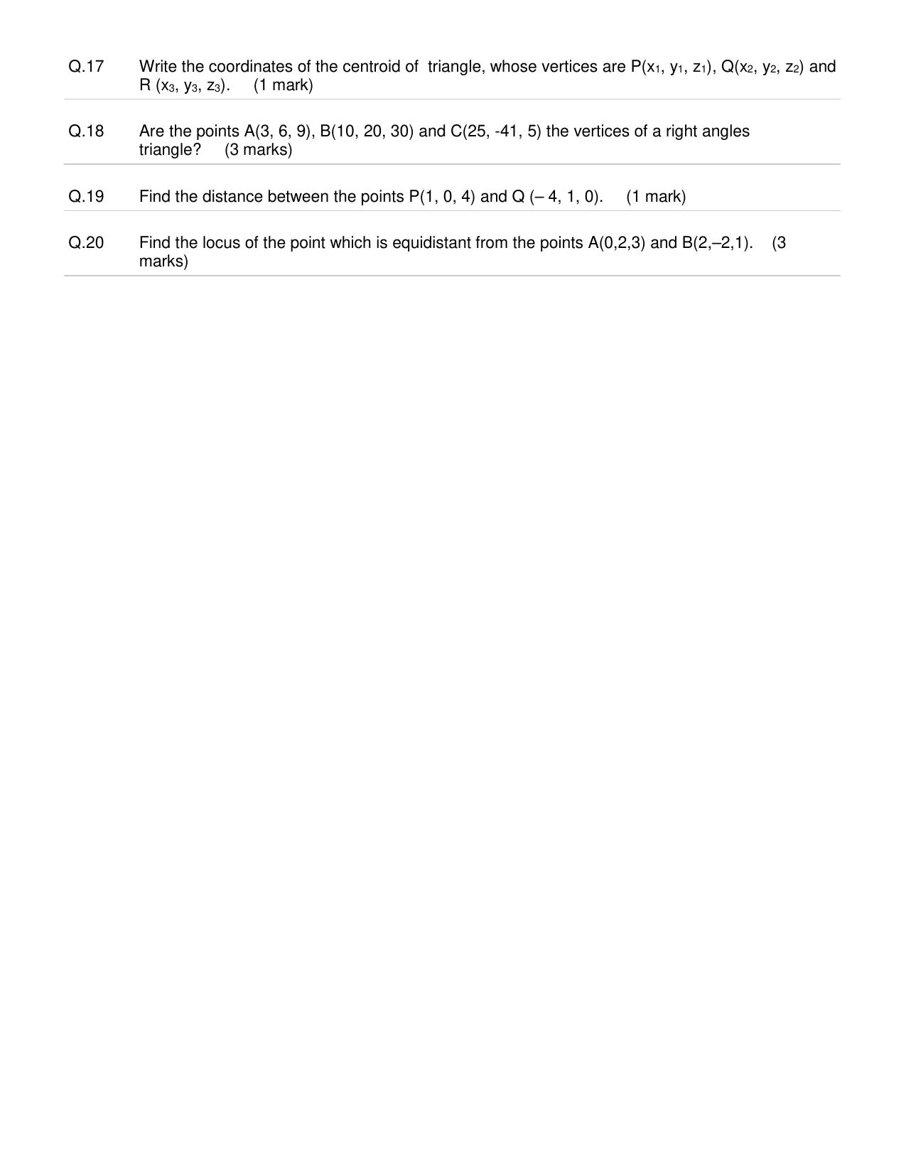 CBSE Worksheets for Class 11 Mathematics Introduction To 3Dimensional Geometry Assignment 1 - Page 2