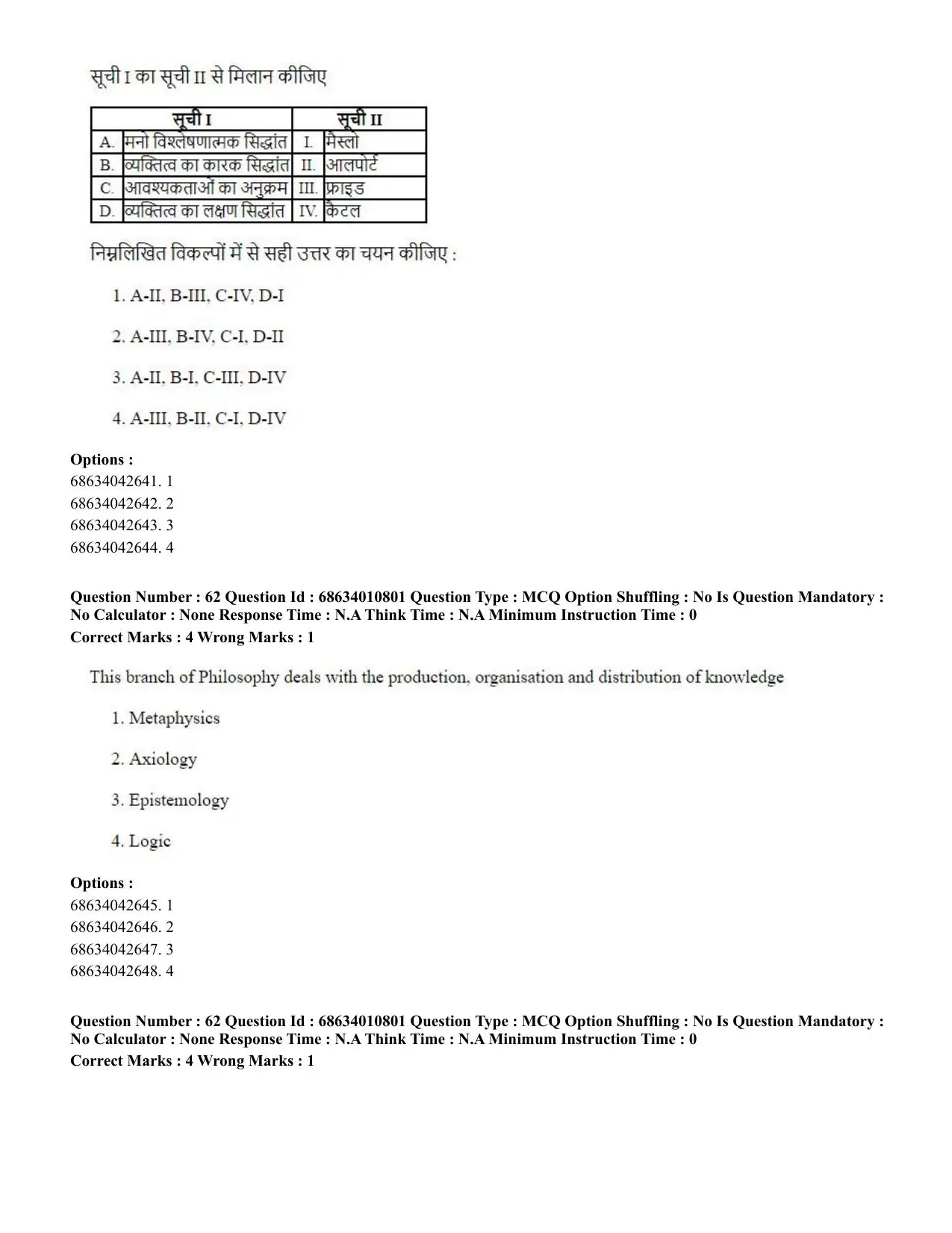 CUET PG 2023:COQP15 – M.Ed. (Hindi)-(09-06-2023) Question Paper - Page 124