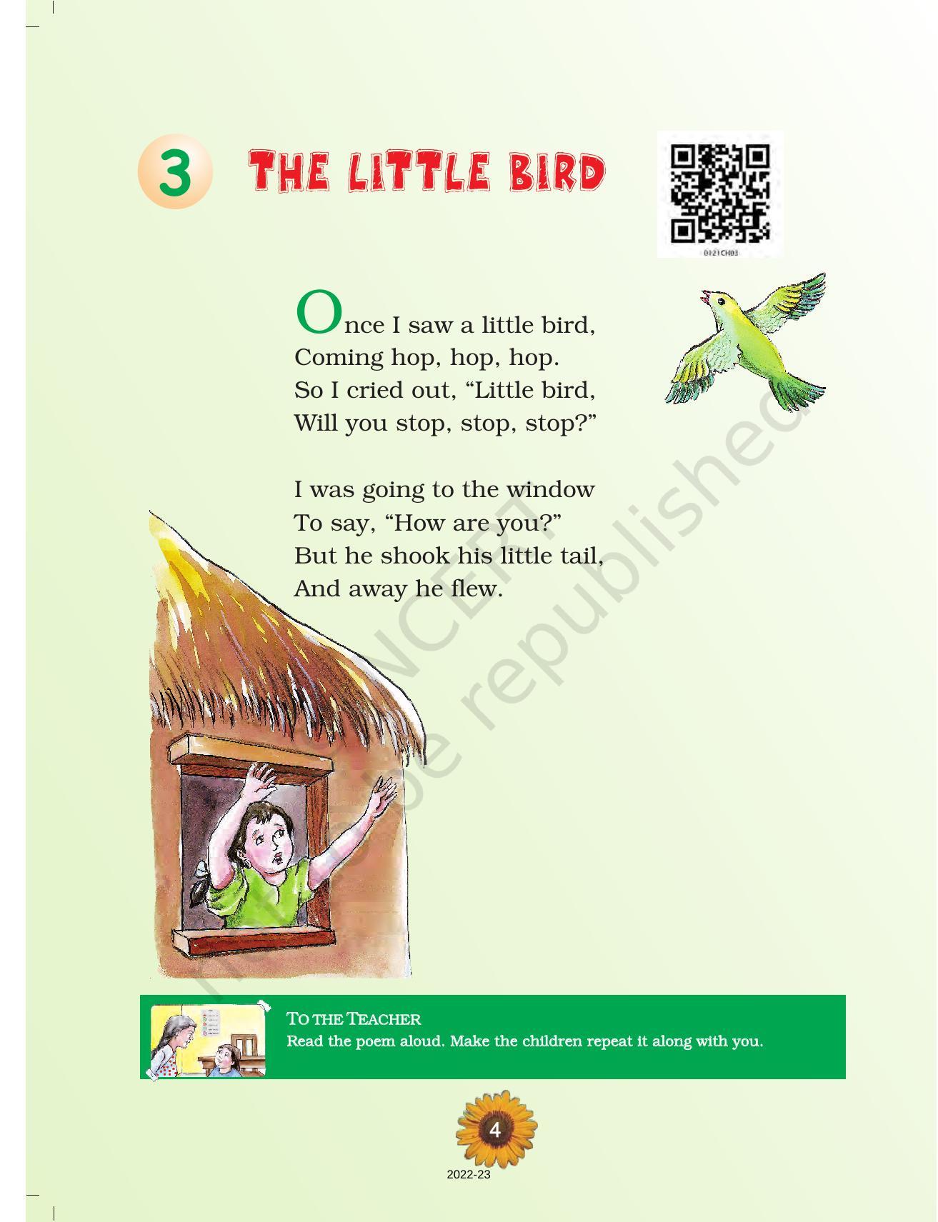 NCERT Book for Class 1 English (Raindrop):Unit 3-The Little Bird - Page 1