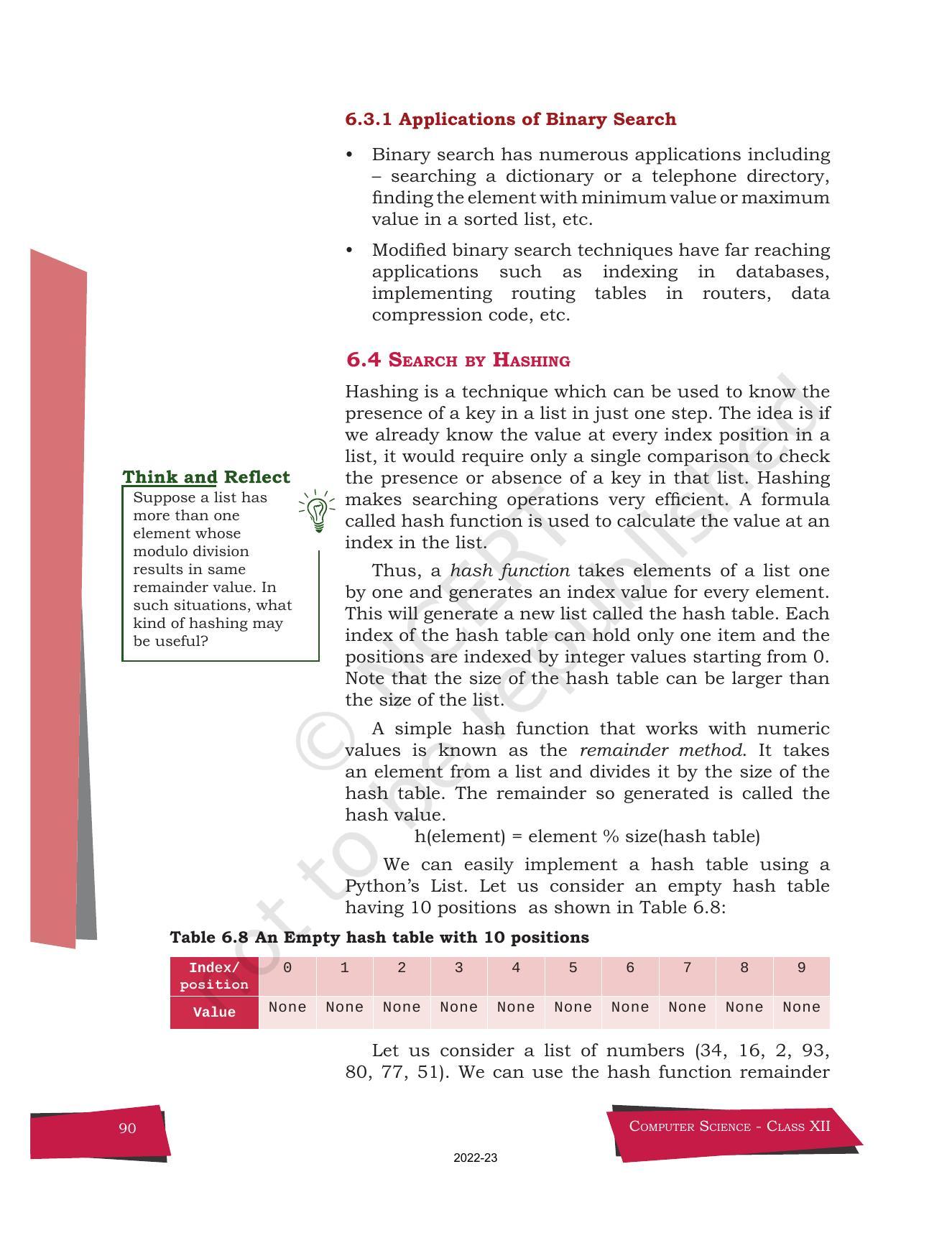 NCERT Book for Class 12 Computer Science Chapter 6 Searching - Page 10