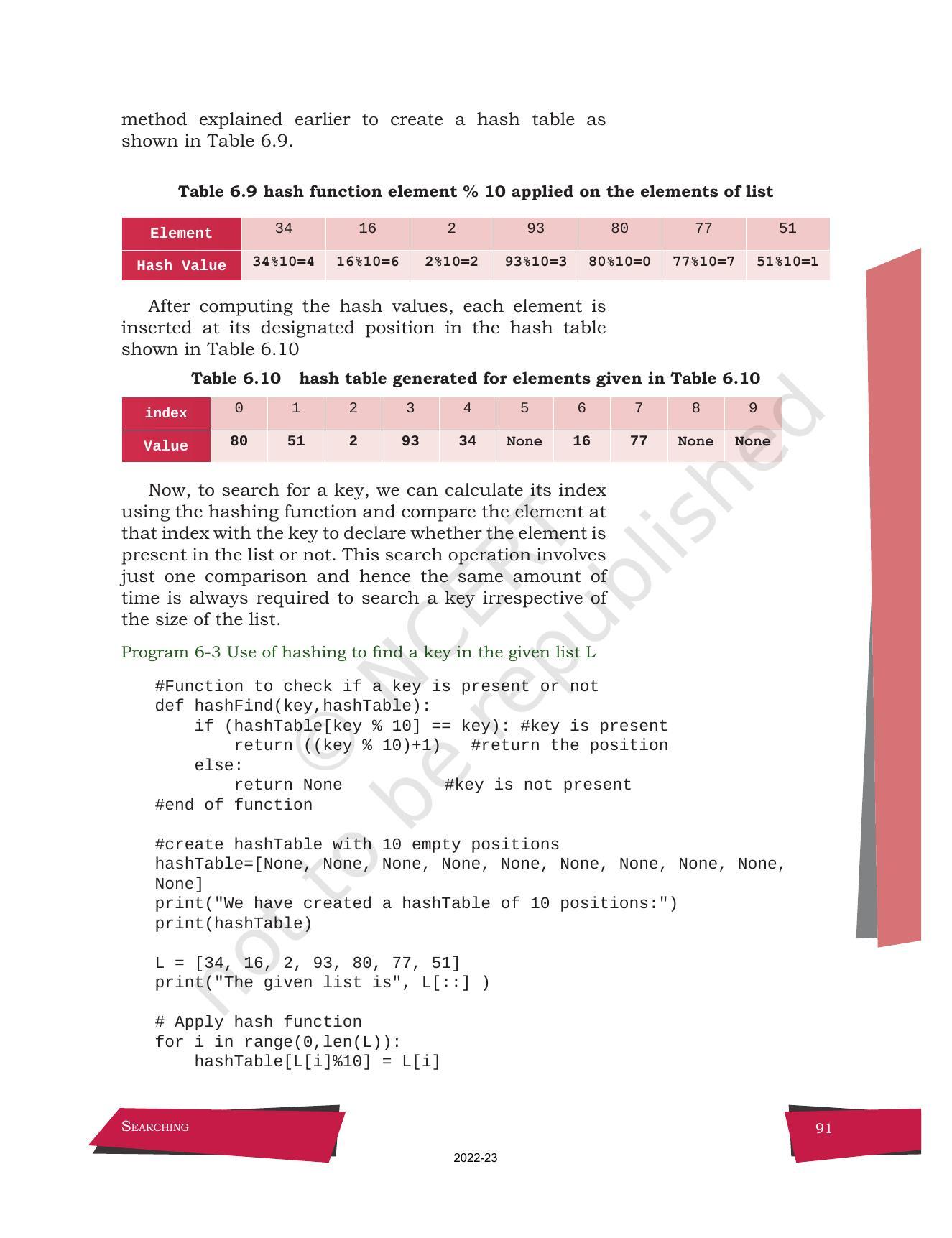 NCERT Book for Class 12 Computer Science Chapter 6 Searching - Page 11