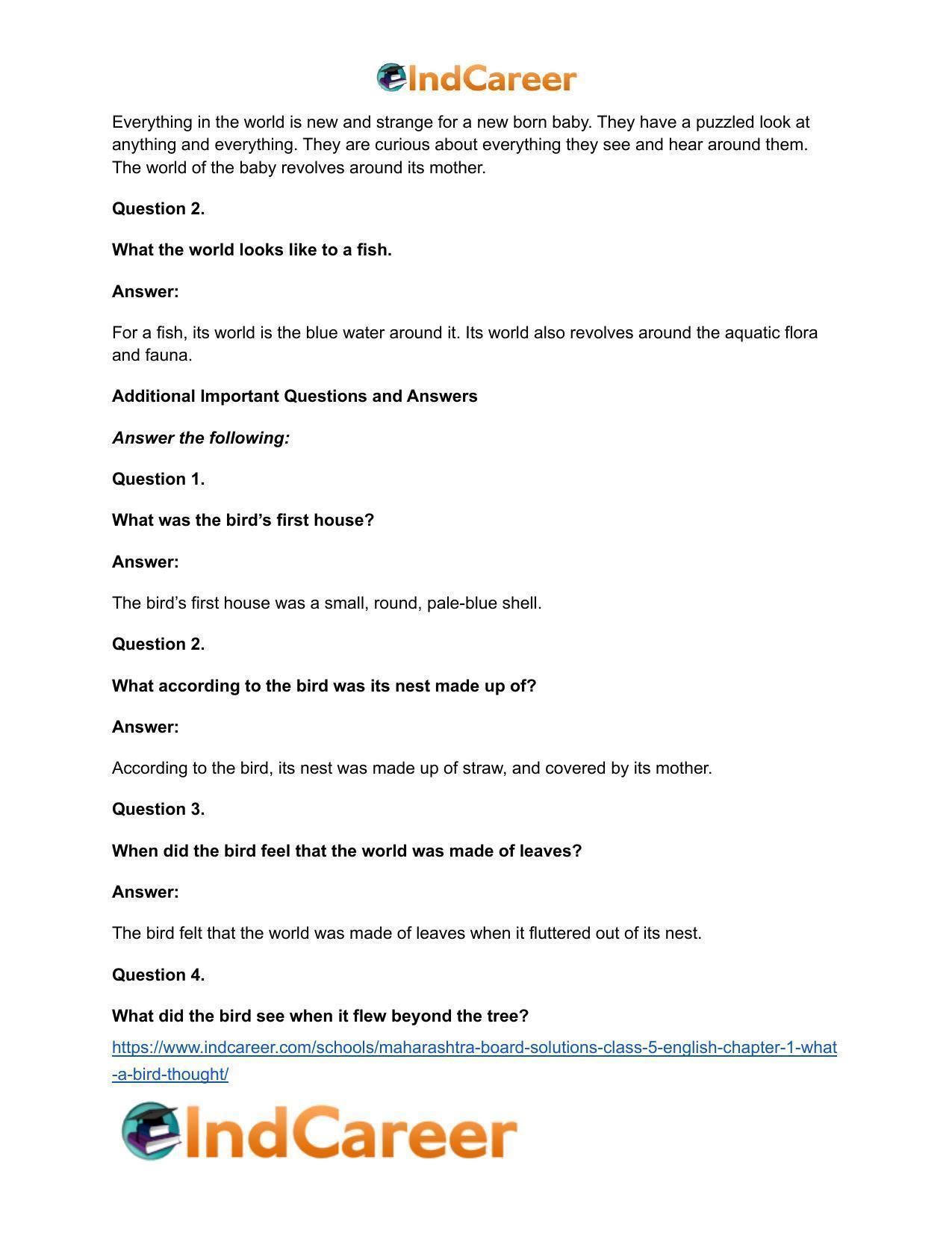 Maharashtra Board Solutions Class 5-English: Chapter 1- What a Bird Thought - Page 4