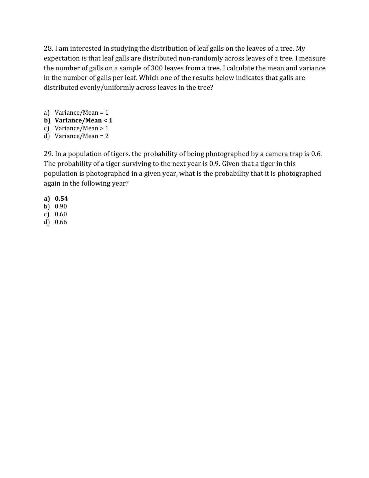 TIFR GS 2024 Wildlife Biology & Conservation Question Paper - Page 10