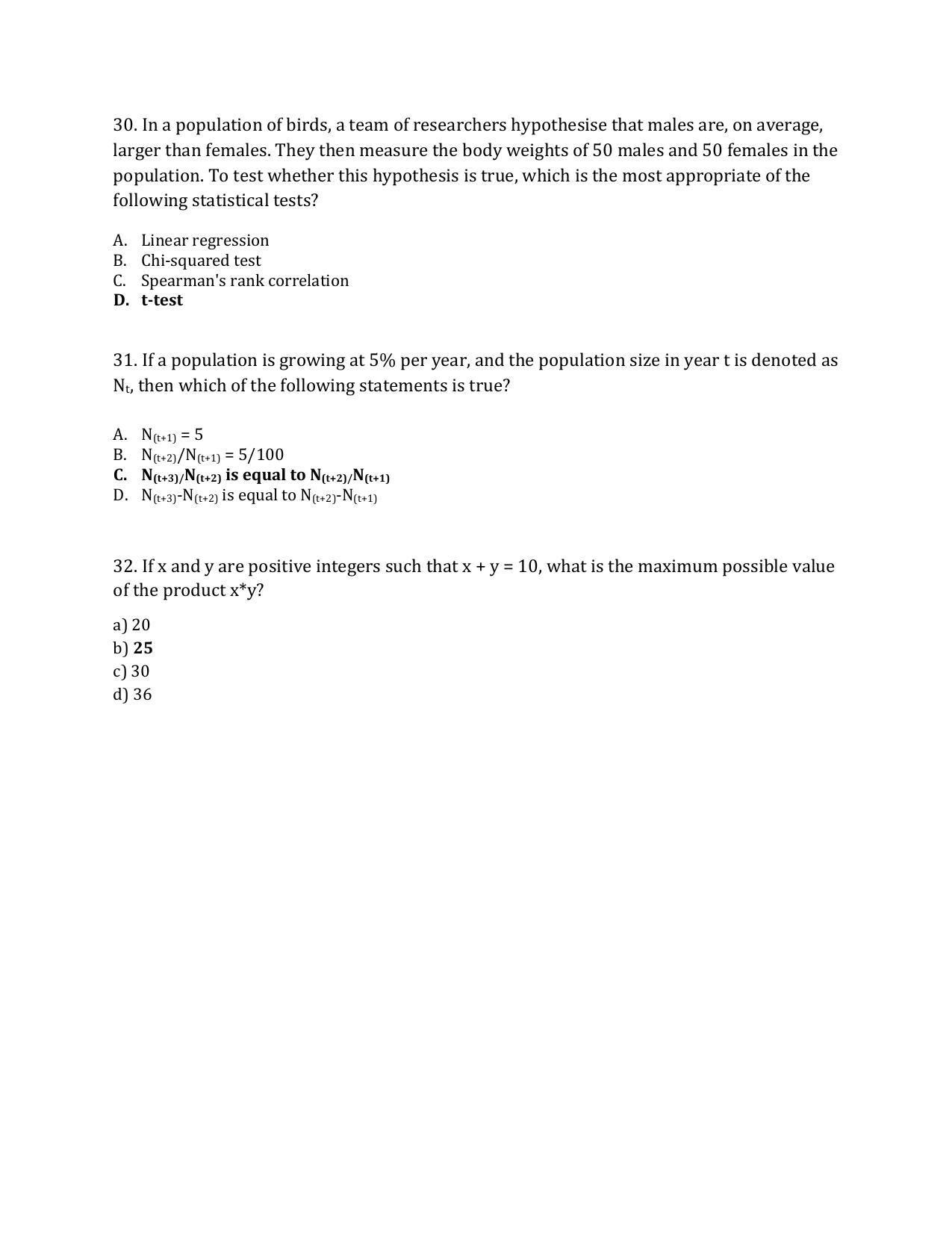 TIFR GS 2024 Wildlife Biology & Conservation Question Paper - Page 11