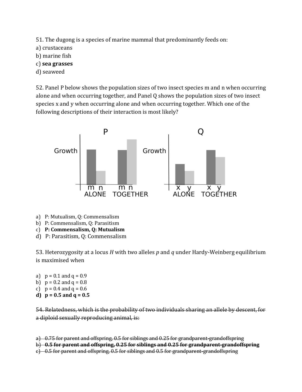 TIFR GS 2024 Wildlife Biology & Conservation Question Paper - Page 22