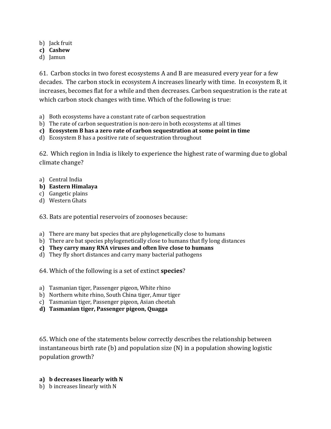 TIFR GS 2024 Wildlife Biology & Conservation Question Paper - Page 25