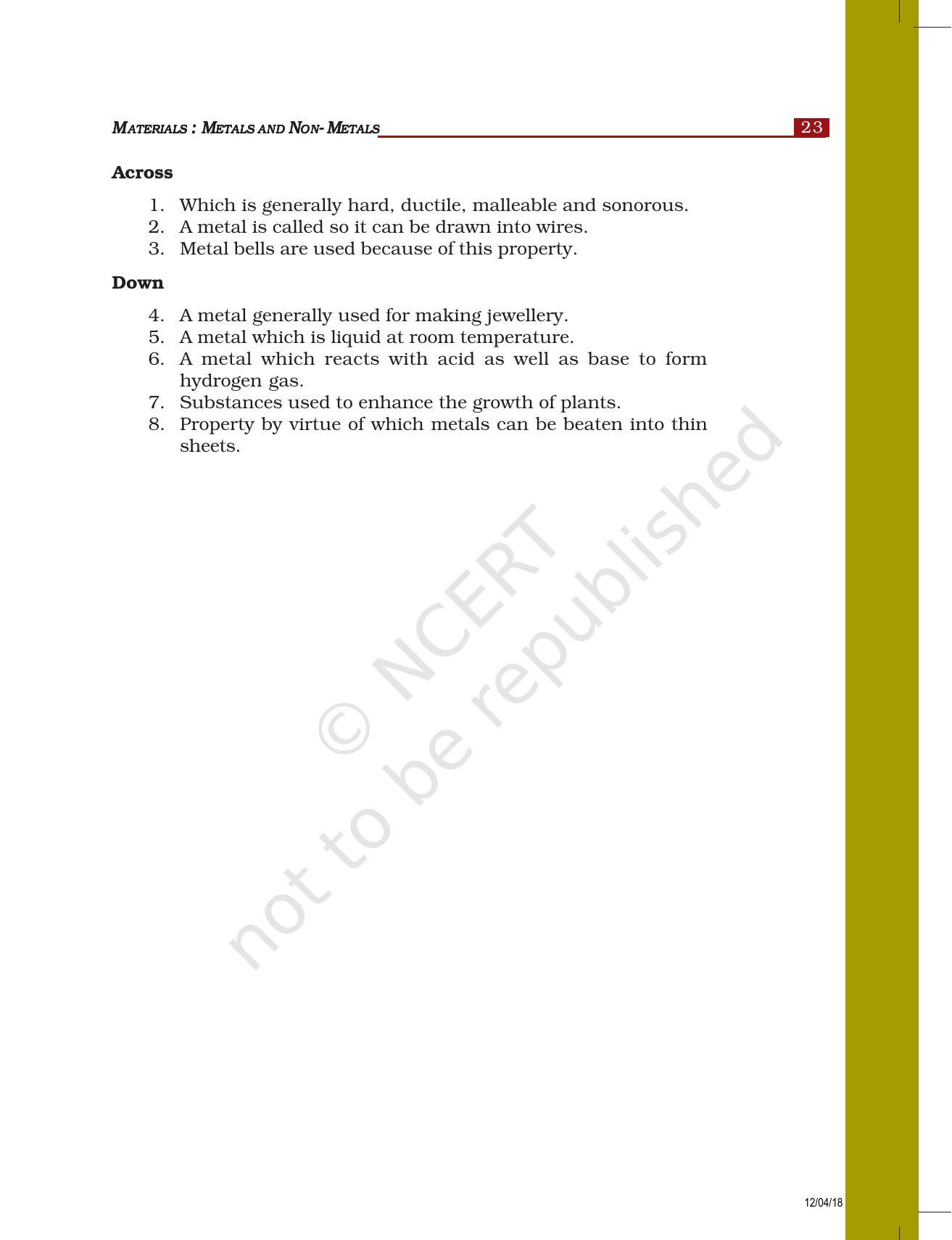 NCERT Exemplar Book for Class 8 Science: Chapter 4- Materials : Metals and Non-Metals - Page 6