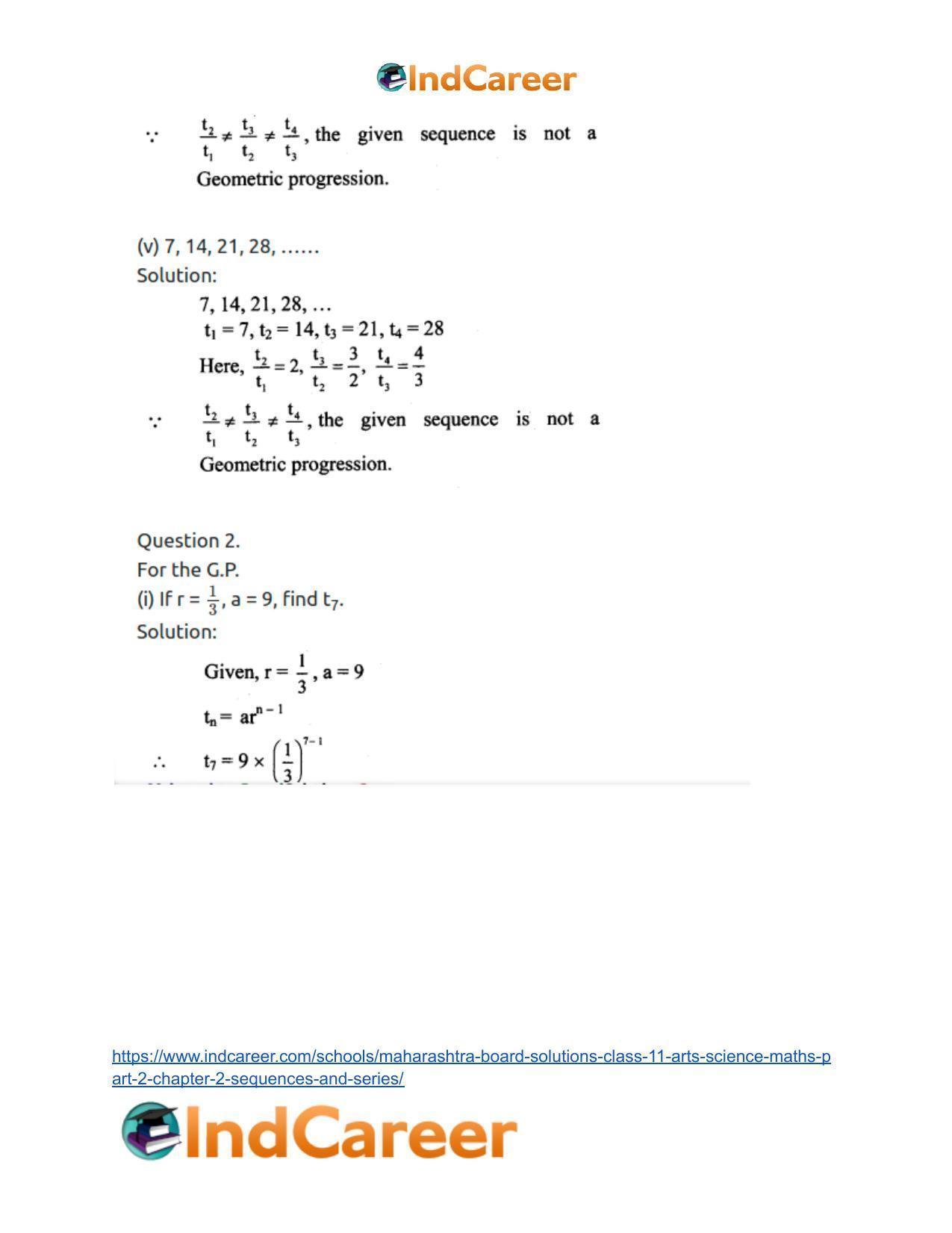 Maharashtra Board Solutions Class 11-Arts & Science Maths (Part 2): Chapter 2- Sequences and Series - Page 6