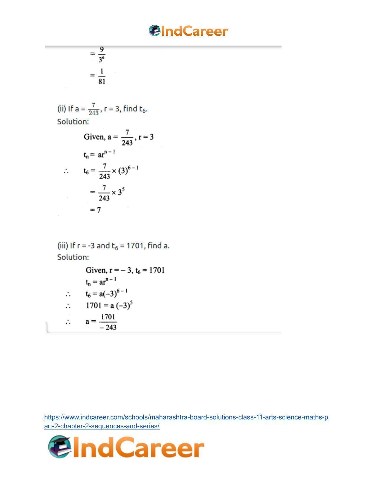 Maharashtra Board Solutions Class 11-Arts & Science Maths (Part 2): Chapter 2- Sequences and Series - Page 7