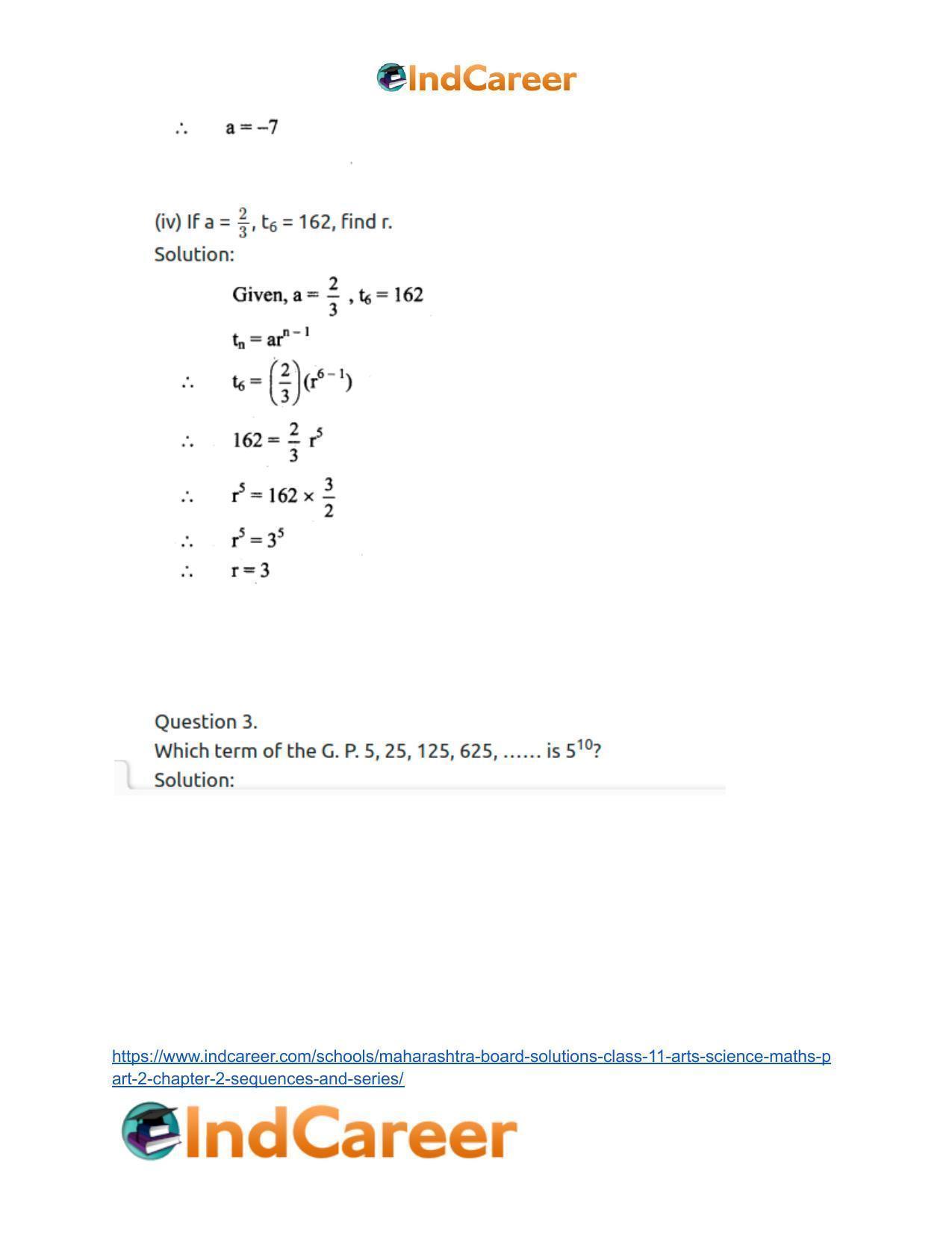Maharashtra Board Solutions Class 11-Arts & Science Maths (Part 2): Chapter 2- Sequences and Series - Page 8