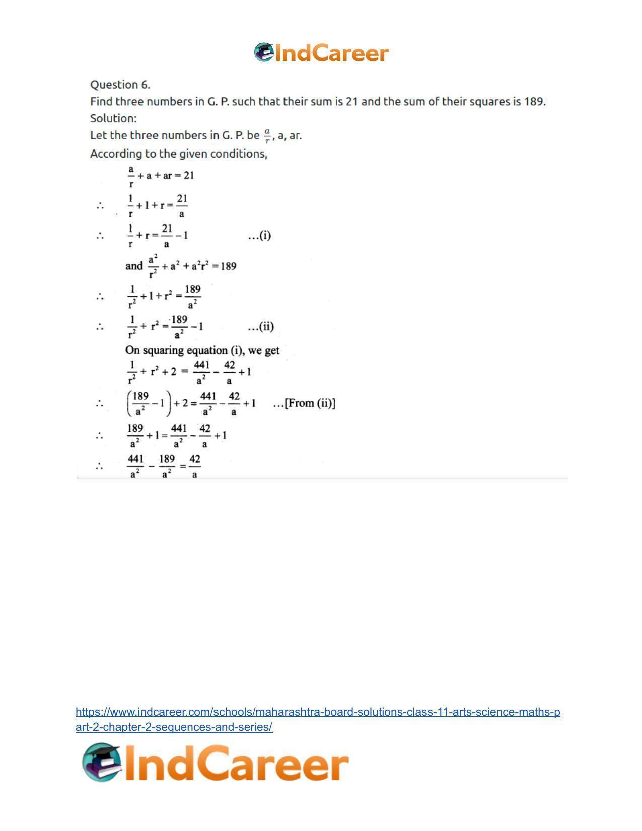 Maharashtra Board Solutions Class 11-Arts & Science Maths (Part 2): Chapter 2- Sequences and Series - Page 11