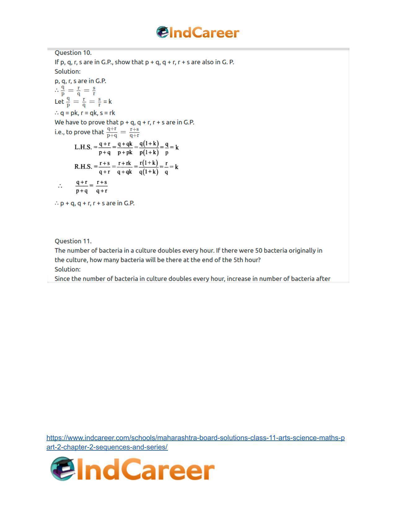 Maharashtra Board Solutions Class 11-Arts & Science Maths (Part 2): Chapter 2- Sequences and Series - Page 16