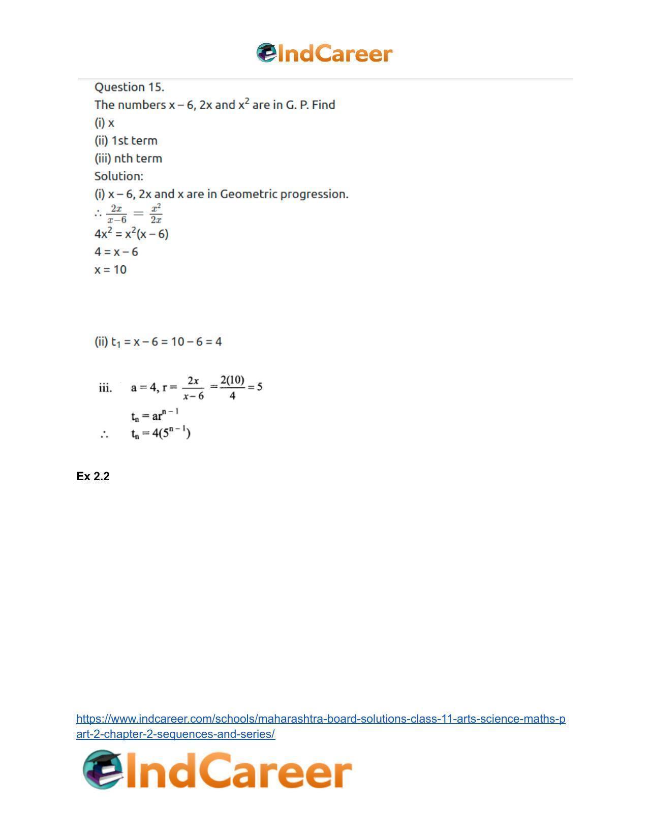 Maharashtra Board Solutions Class 11-Arts & Science Maths (Part 2): Chapter 2- Sequences and Series - Page 20