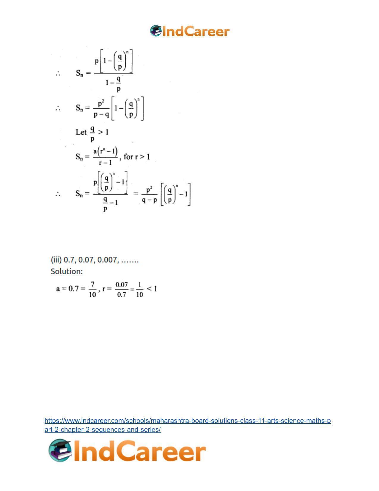 Maharashtra Board Solutions Class 11-Arts & Science Maths (Part 2): Chapter 2- Sequences and Series - Page 22