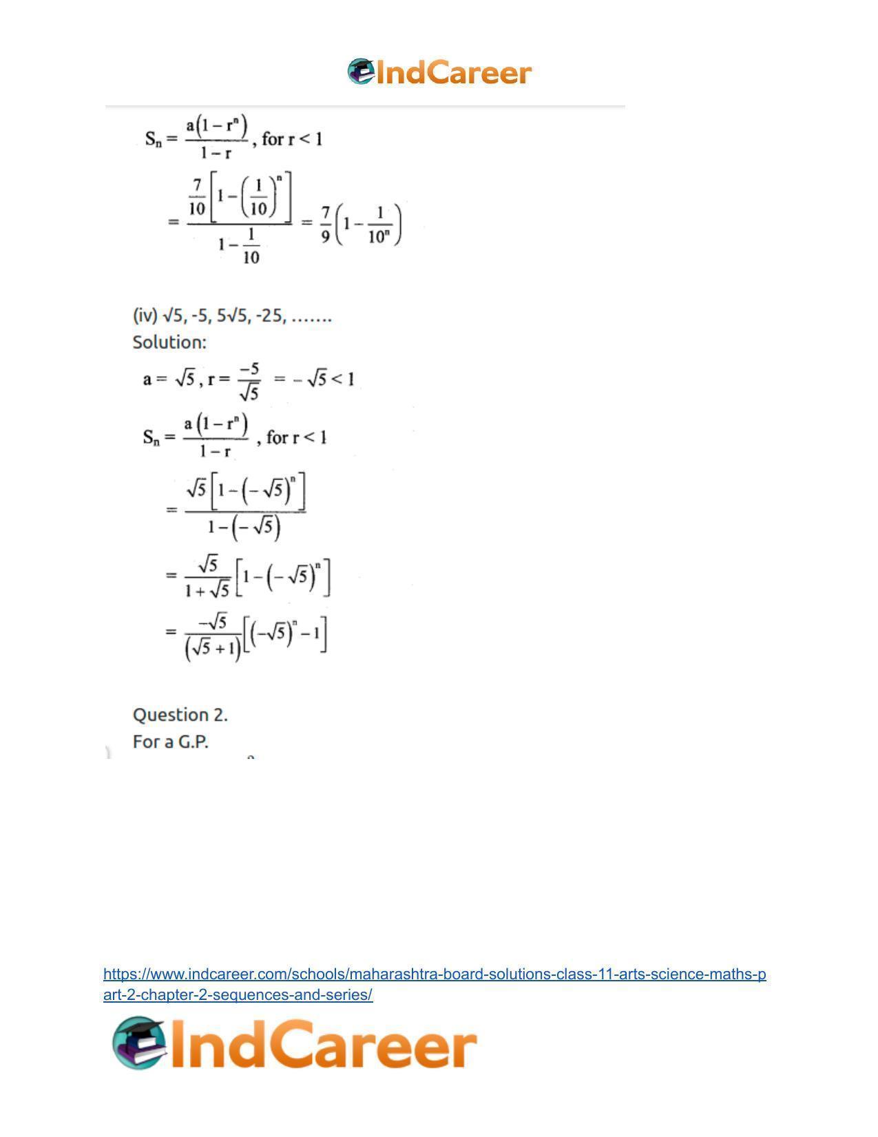 Maharashtra Board Solutions Class 11-Arts & Science Maths (Part 2): Chapter 2- Sequences and Series - Page 23