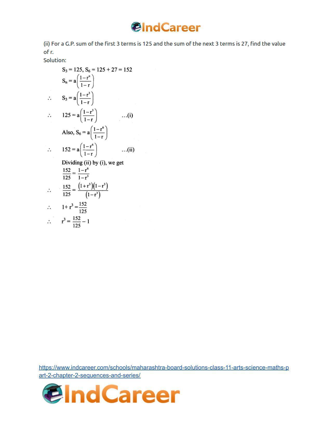 Maharashtra Board Solutions Class 11-Arts & Science Maths (Part 2): Chapter 2- Sequences and Series - Page 26