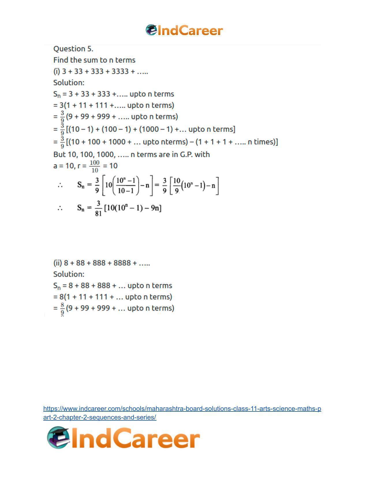 Maharashtra Board Solutions Class 11-Arts & Science Maths (Part 2): Chapter 2- Sequences and Series - Page 29