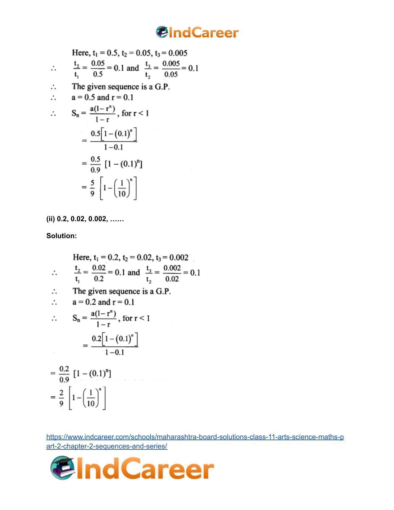 Maharashtra Board Solutions Class 11-Arts & Science Maths (Part 2): Chapter 2- Sequences and Series - Page 32